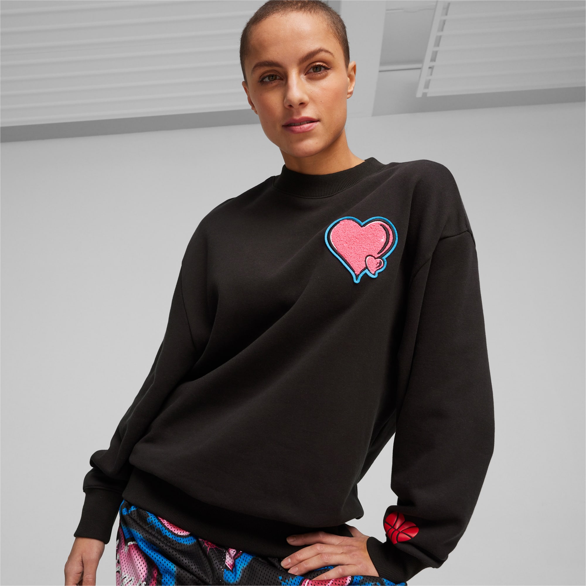 PUMA Whole Lotta Love Basketball-Sweatshirt Für Damen, Schwarz, Größe: L, Kleidung