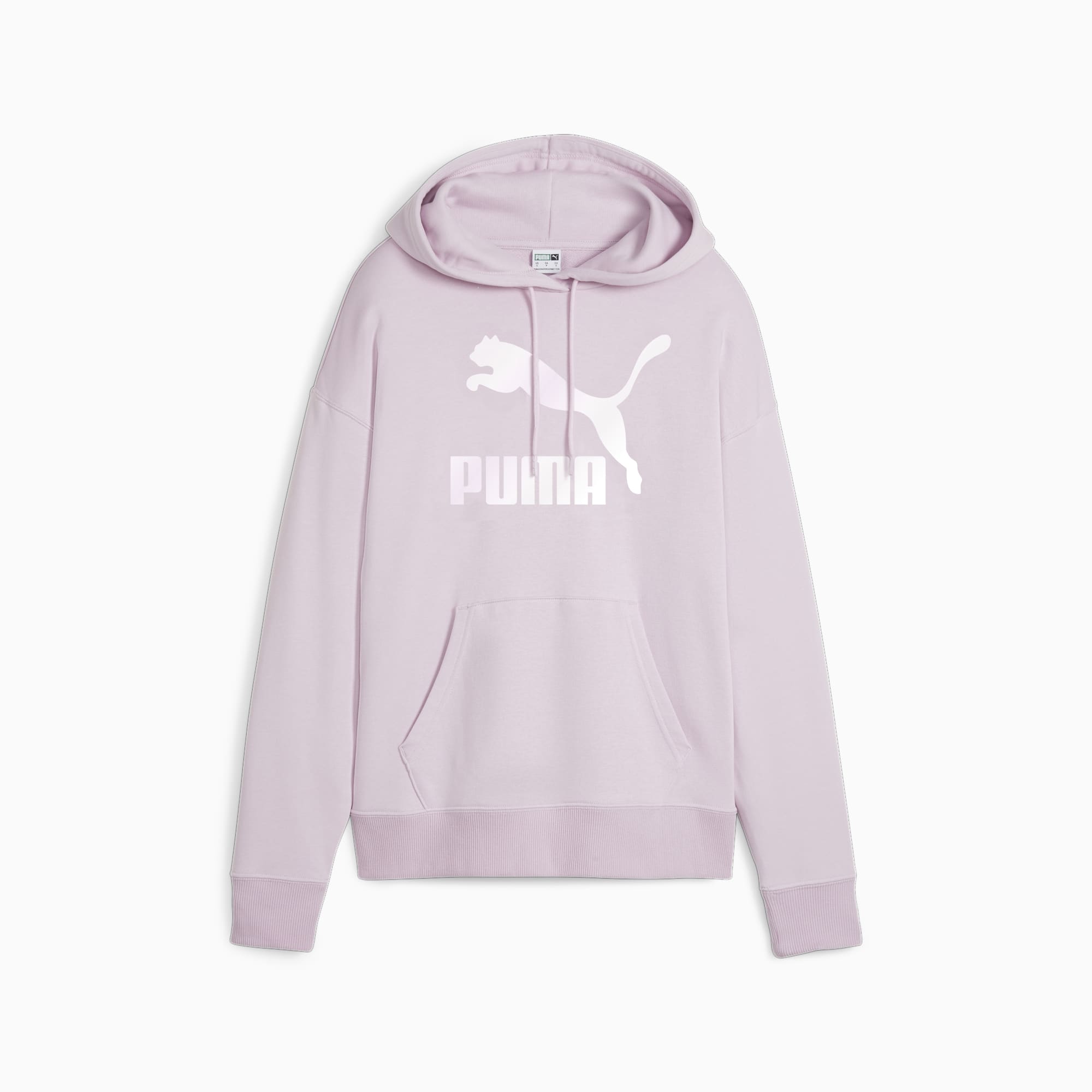 PUMA Classics Shiny Logo Women's Hoodie, Grape Mist, Size M, Clothing