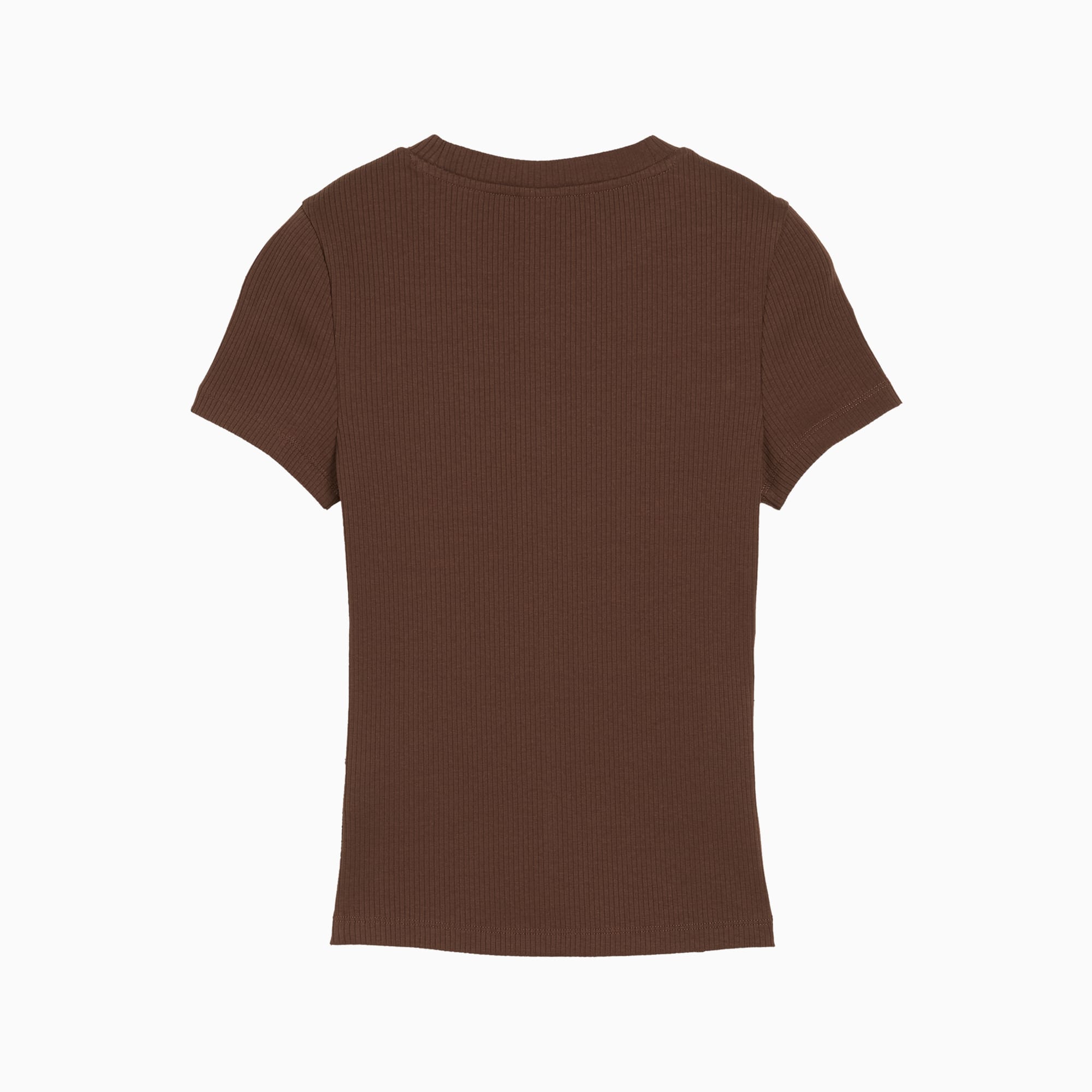 PUMA CLASSICS geribbeld strak T-shirt voor Dames, Bruin