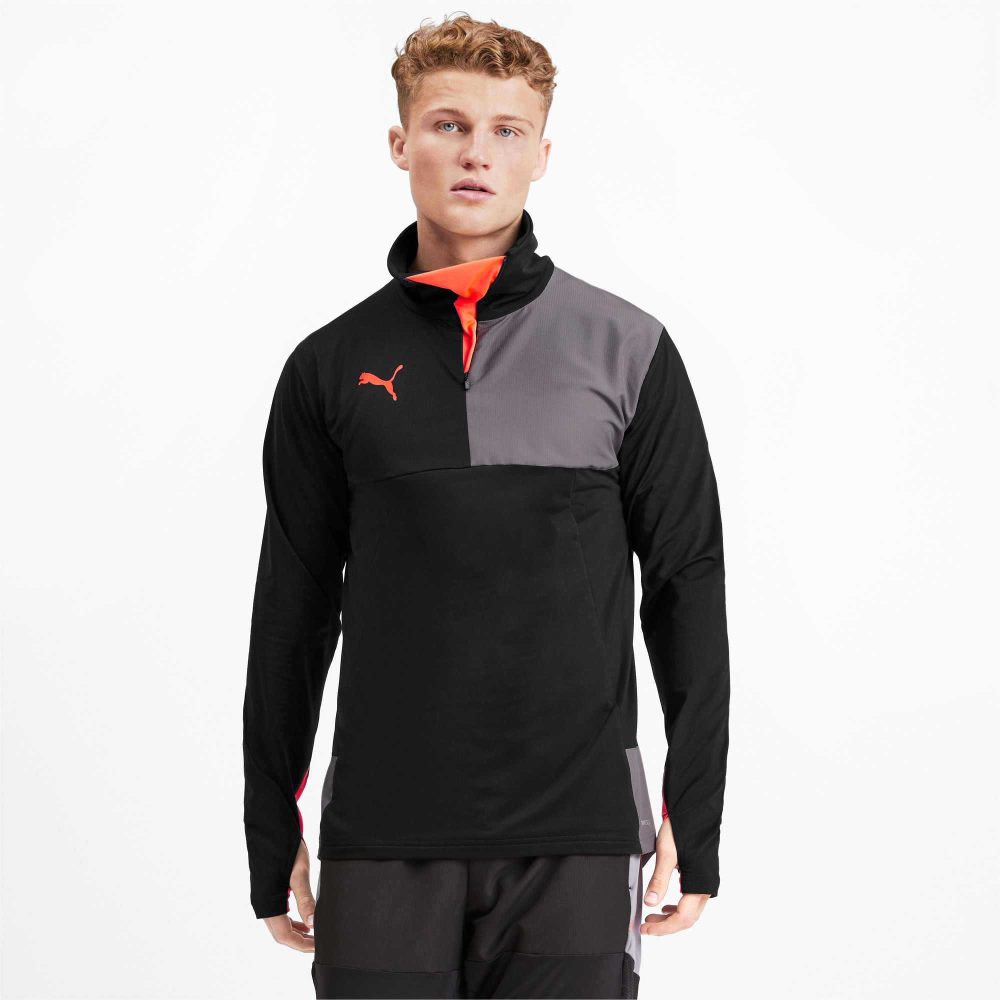 Top Quarter Zip pour Homme Gris/Jaune Taille M Vêtements