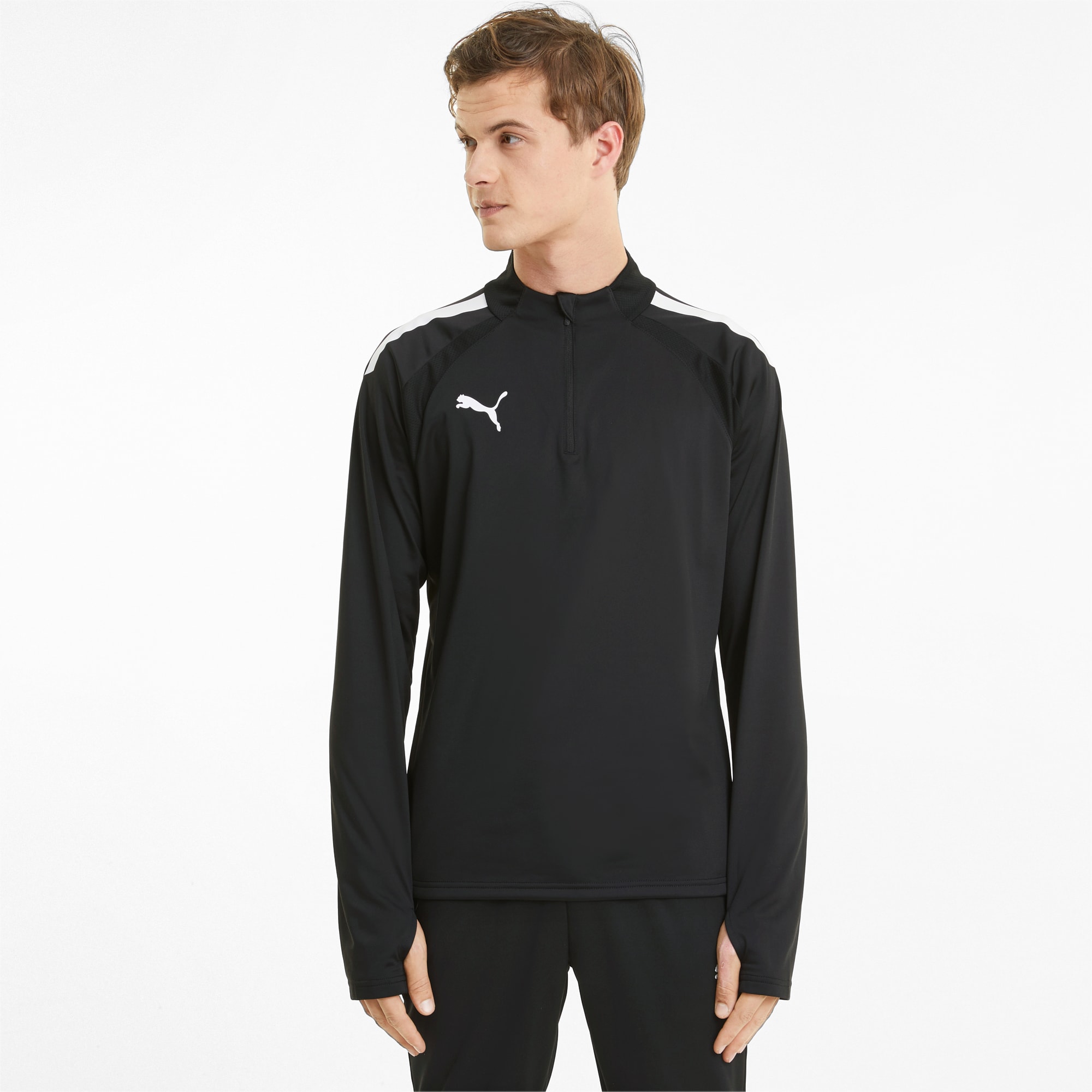 PUMA TeamLIGA Quarter-Zip Herren Fußballshirt, Schwarz/Weiß, Größe: XS, Kleidung