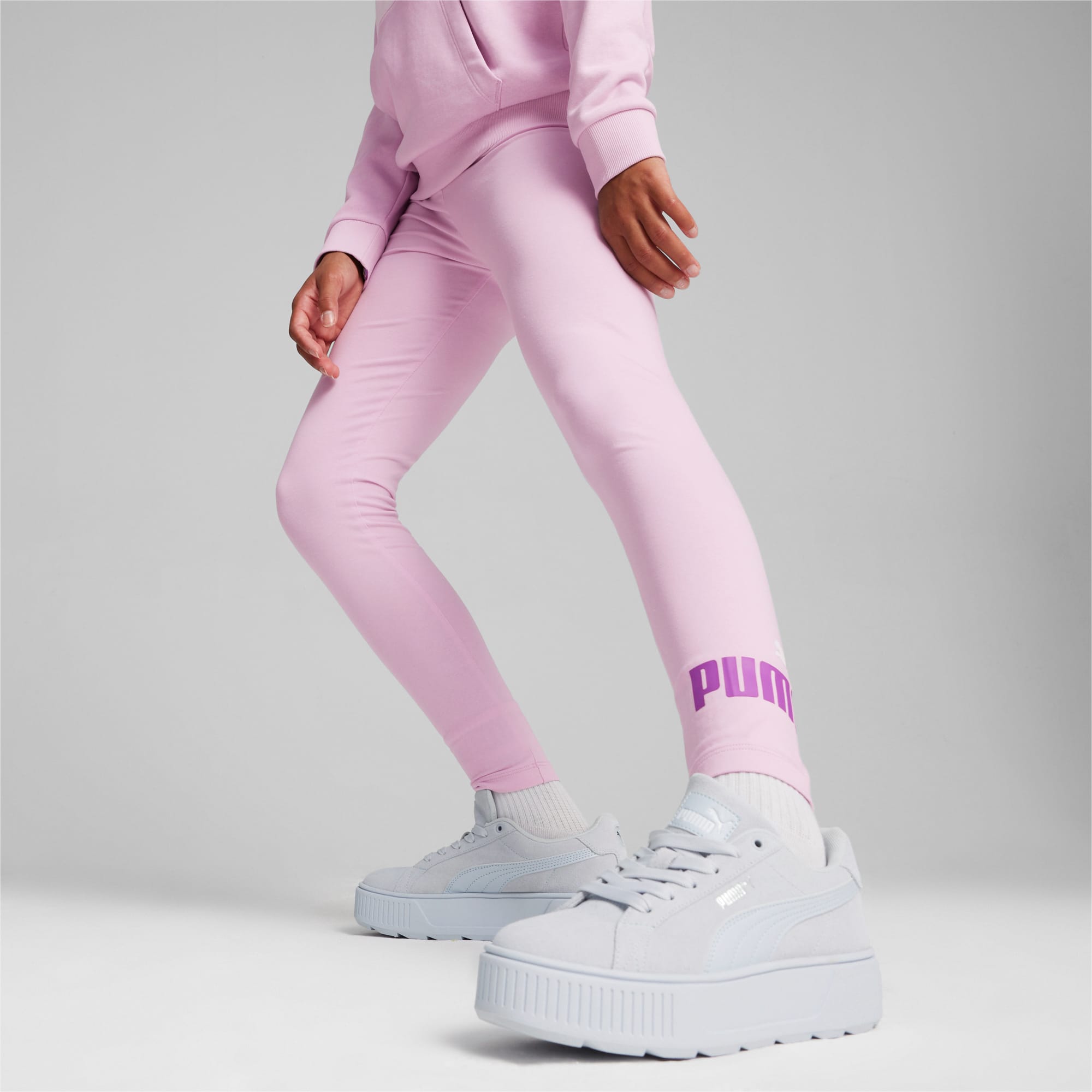 PUMA Essentials Logo Leggings Youth, Grape Mist, Size 104, Clothing