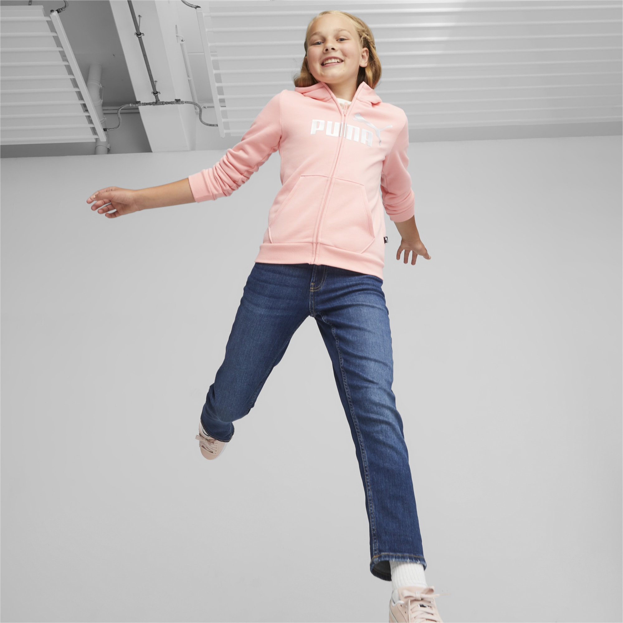 PUMA Chaussure Sweat à Capuche Zippé Essentials+ Logo Enfant Et Adolescent, Rose