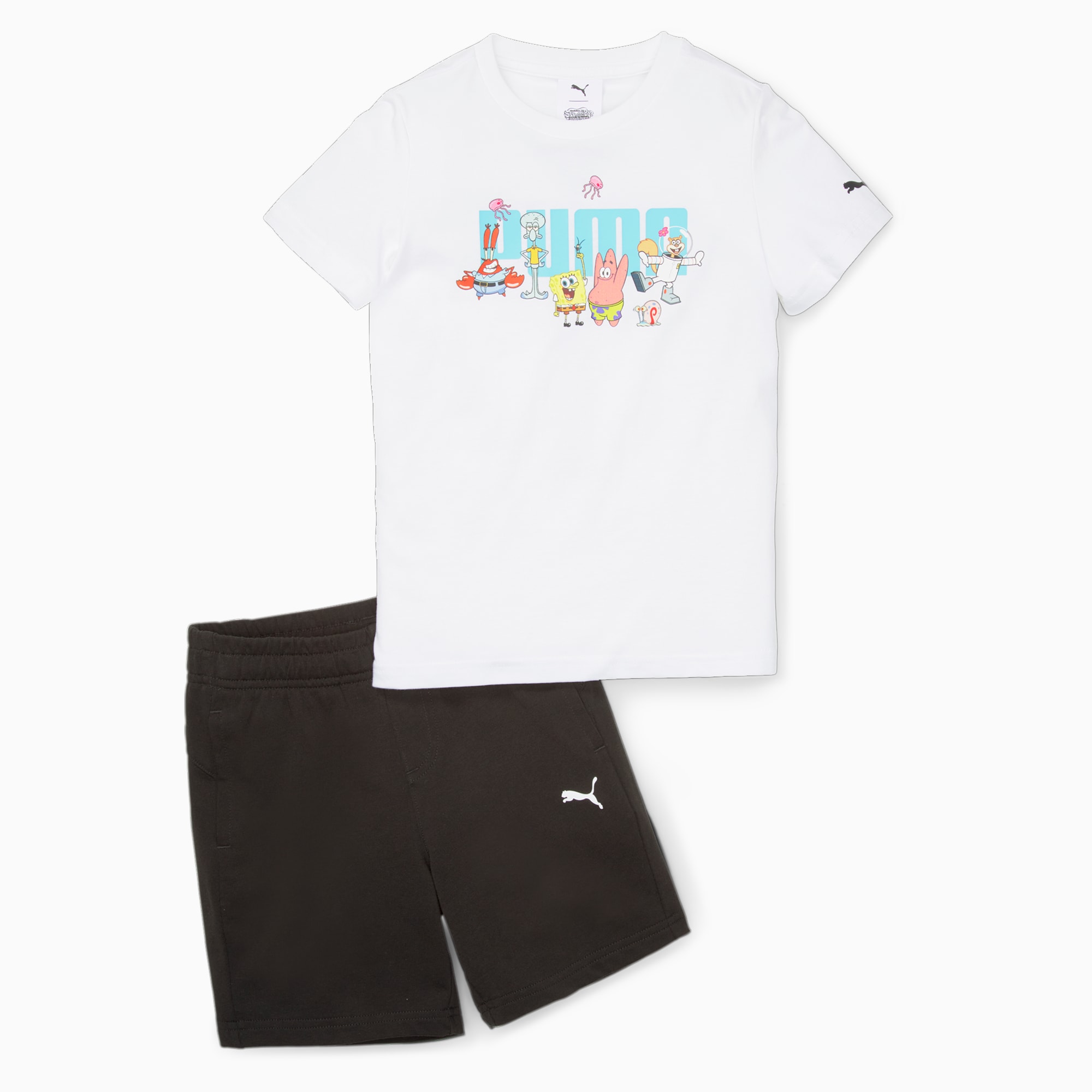 PUMA X SPONGEBOB Set Met T-shirt En Short, Wit/Zwart