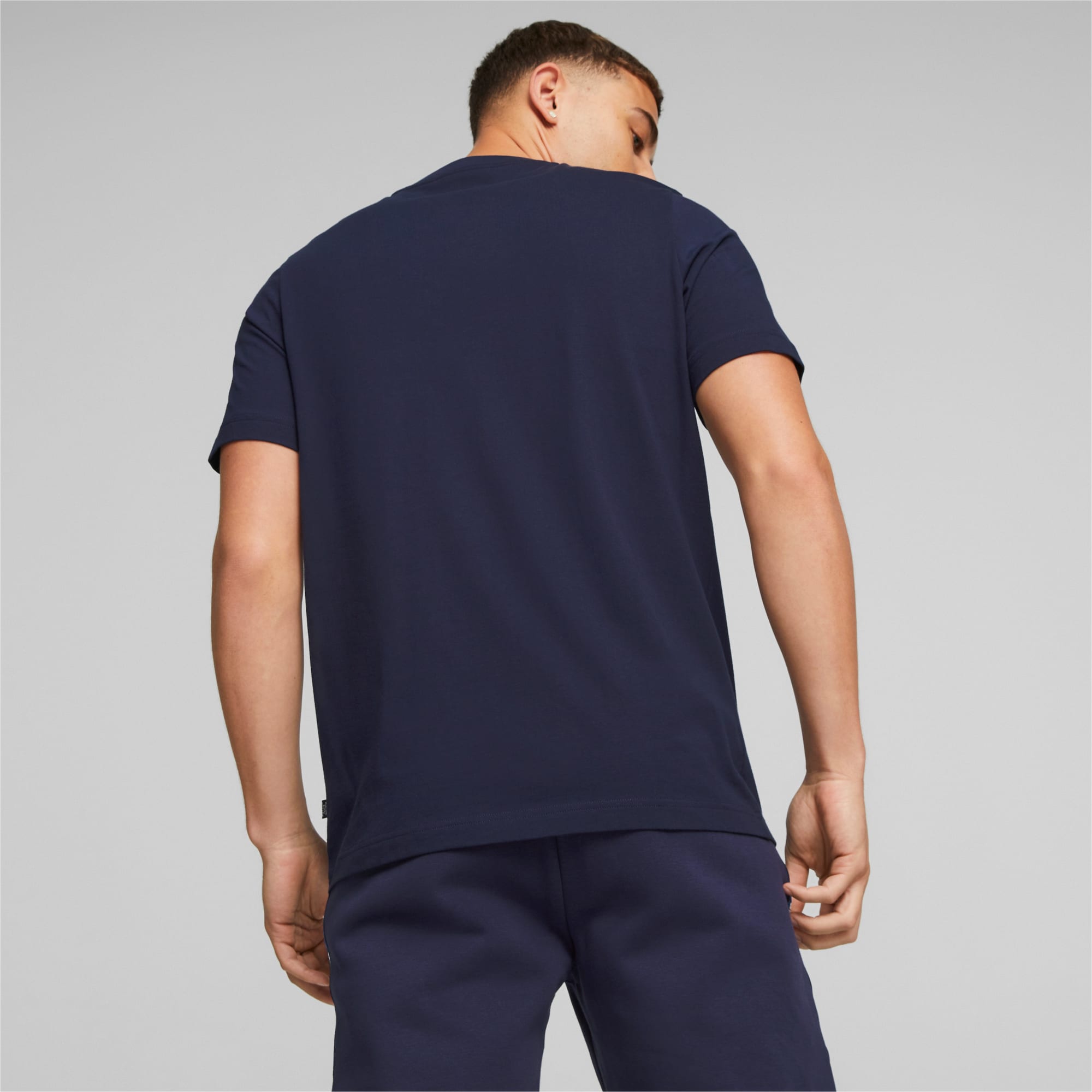 PUMA Essentials+ T-shirt Met Klein, Tweekleurig Logo Voor Heren, Blauw