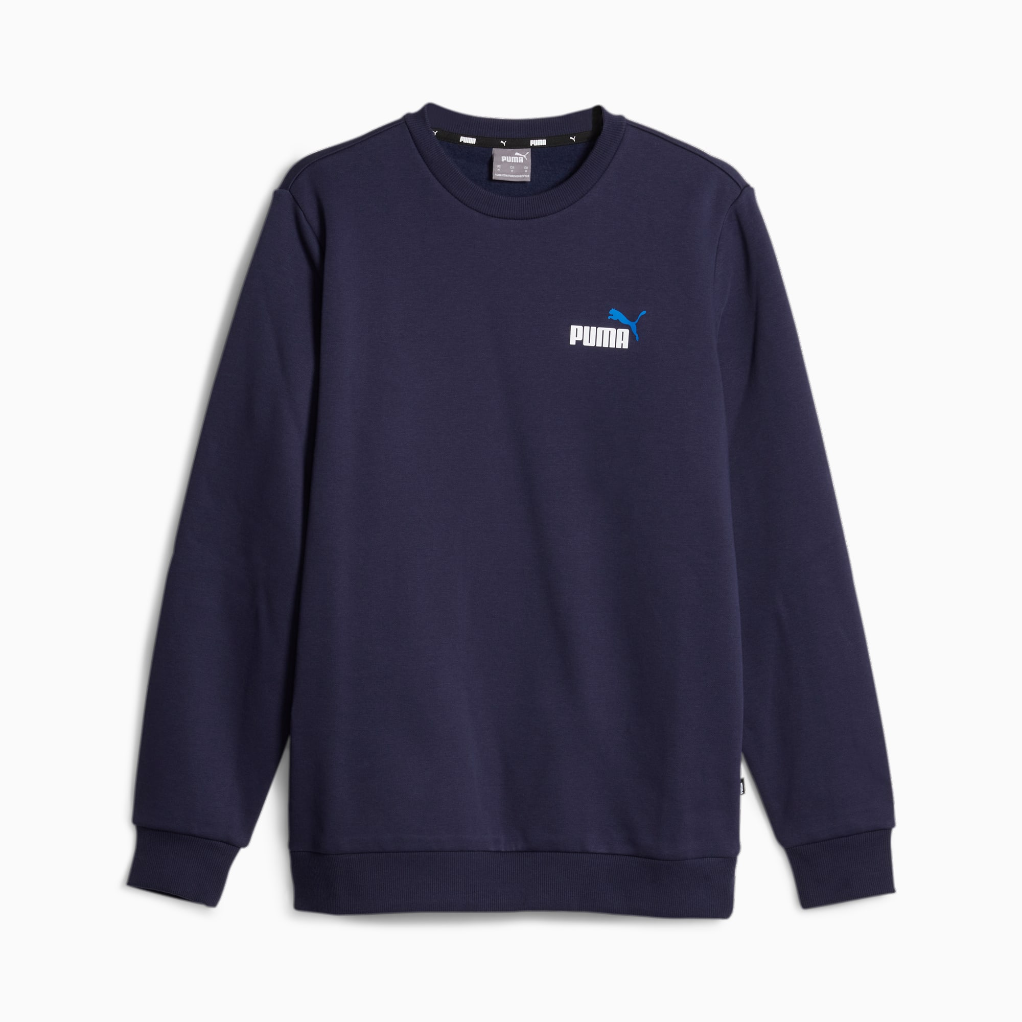 PUMA Essentials+ 2 Colour Small Logo Crew Neck Sweatshirt Men, Dark Blue, Size XS, Clothing