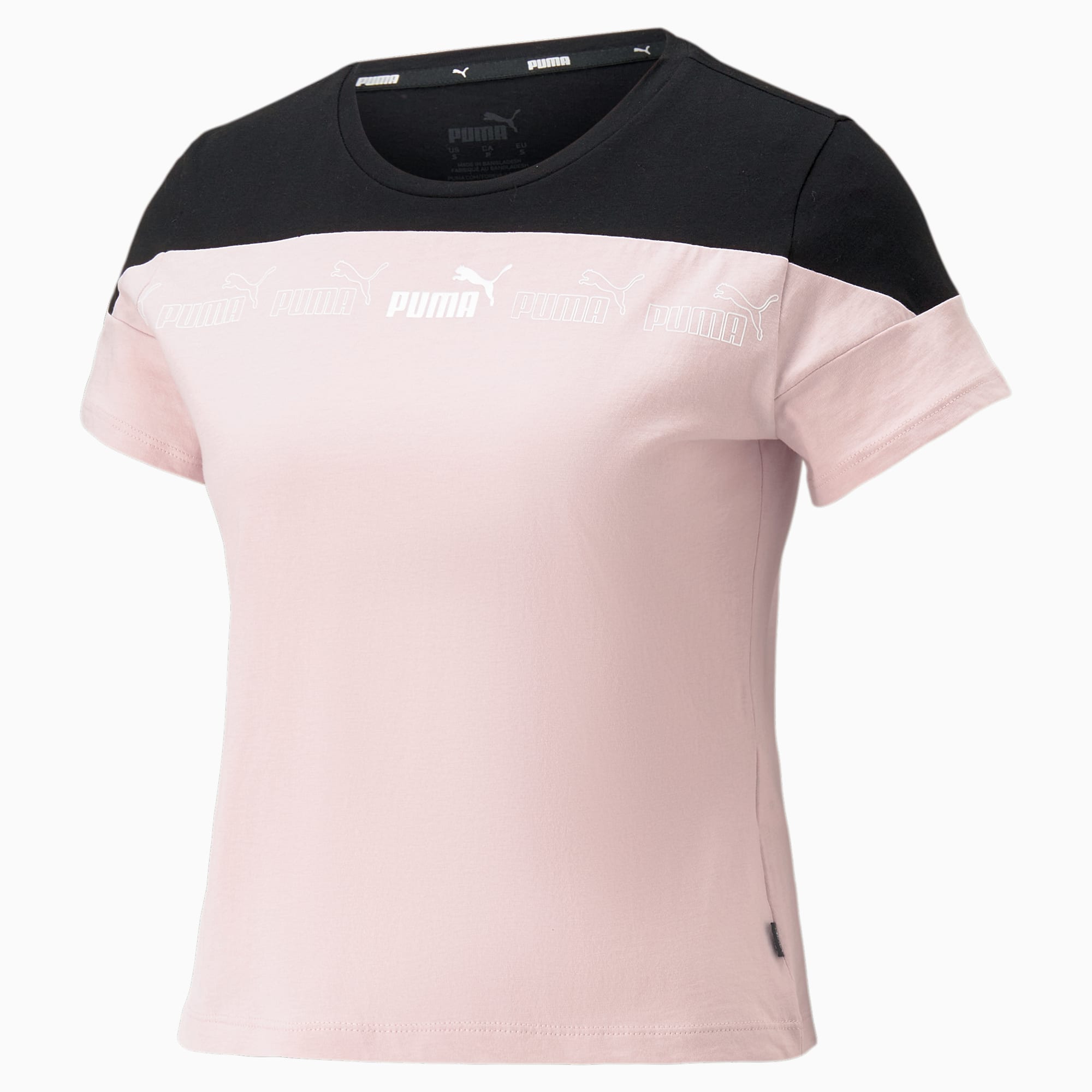 PUMA Around The Block T-shirt Voor Dames, Roze/Zwart