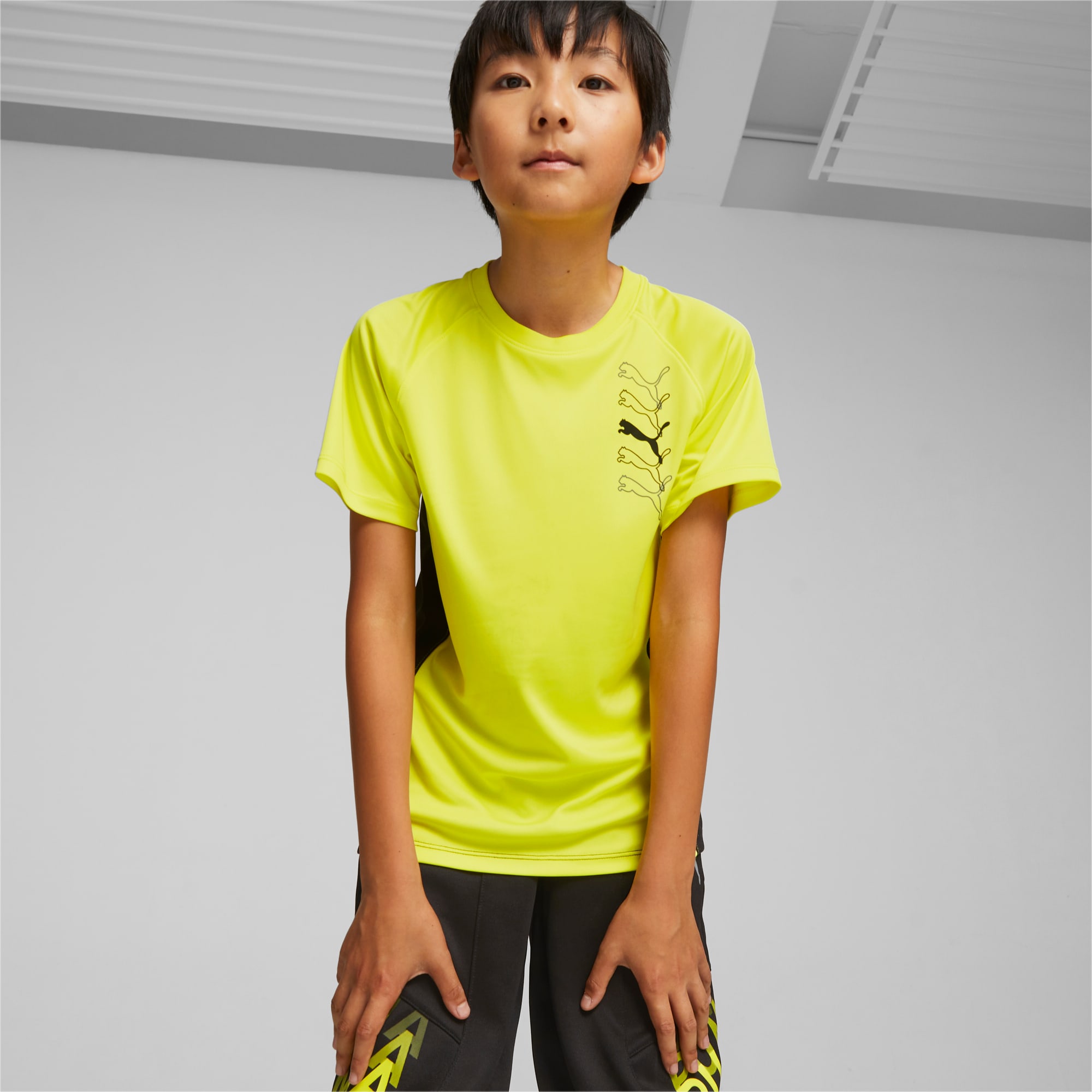 PUMA Fit Youth T-Shirt, Yellow Burst
