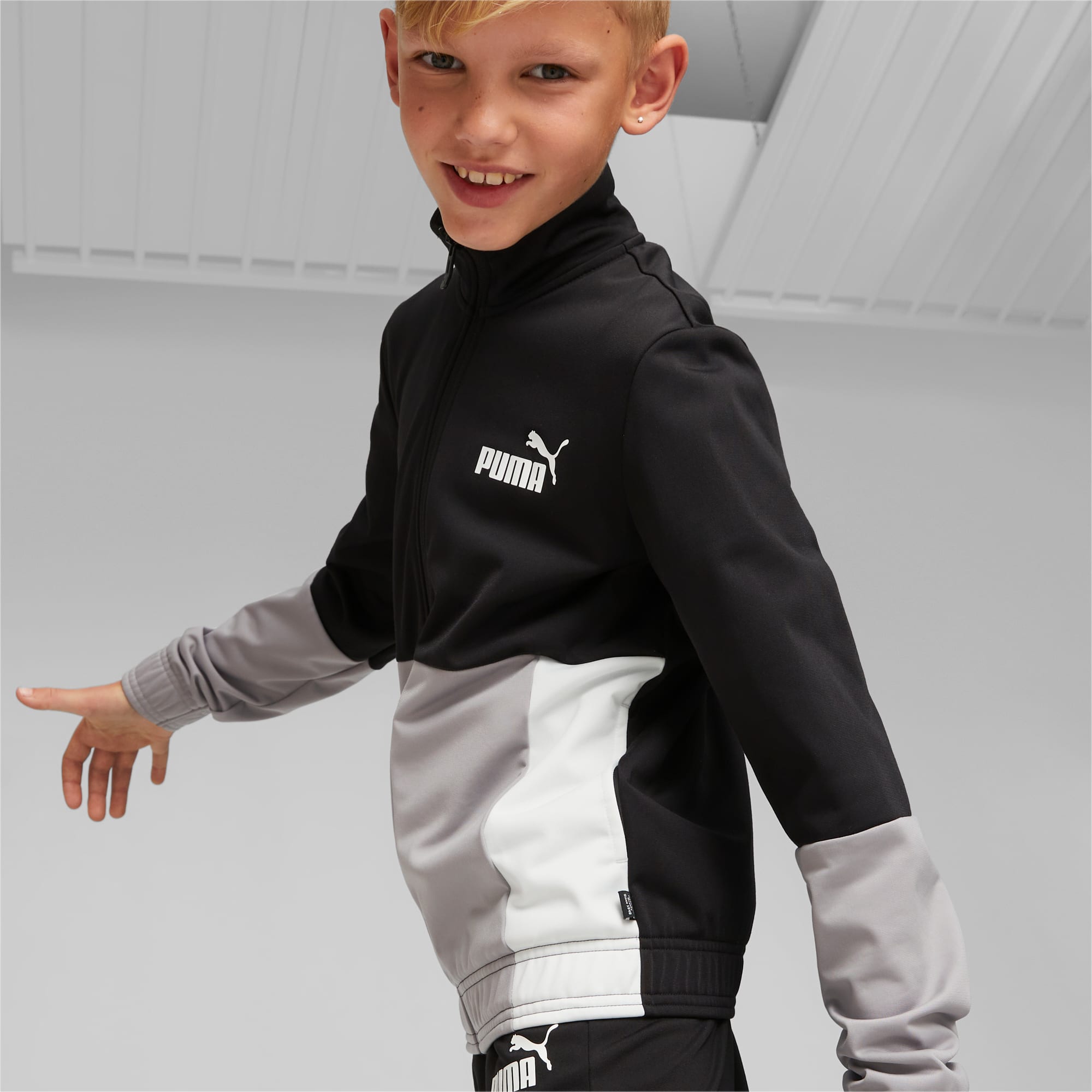 PUMA Colourblock Poly Suit Teenager Für Kinder, Schwarz, Größe: 128, Kleidung