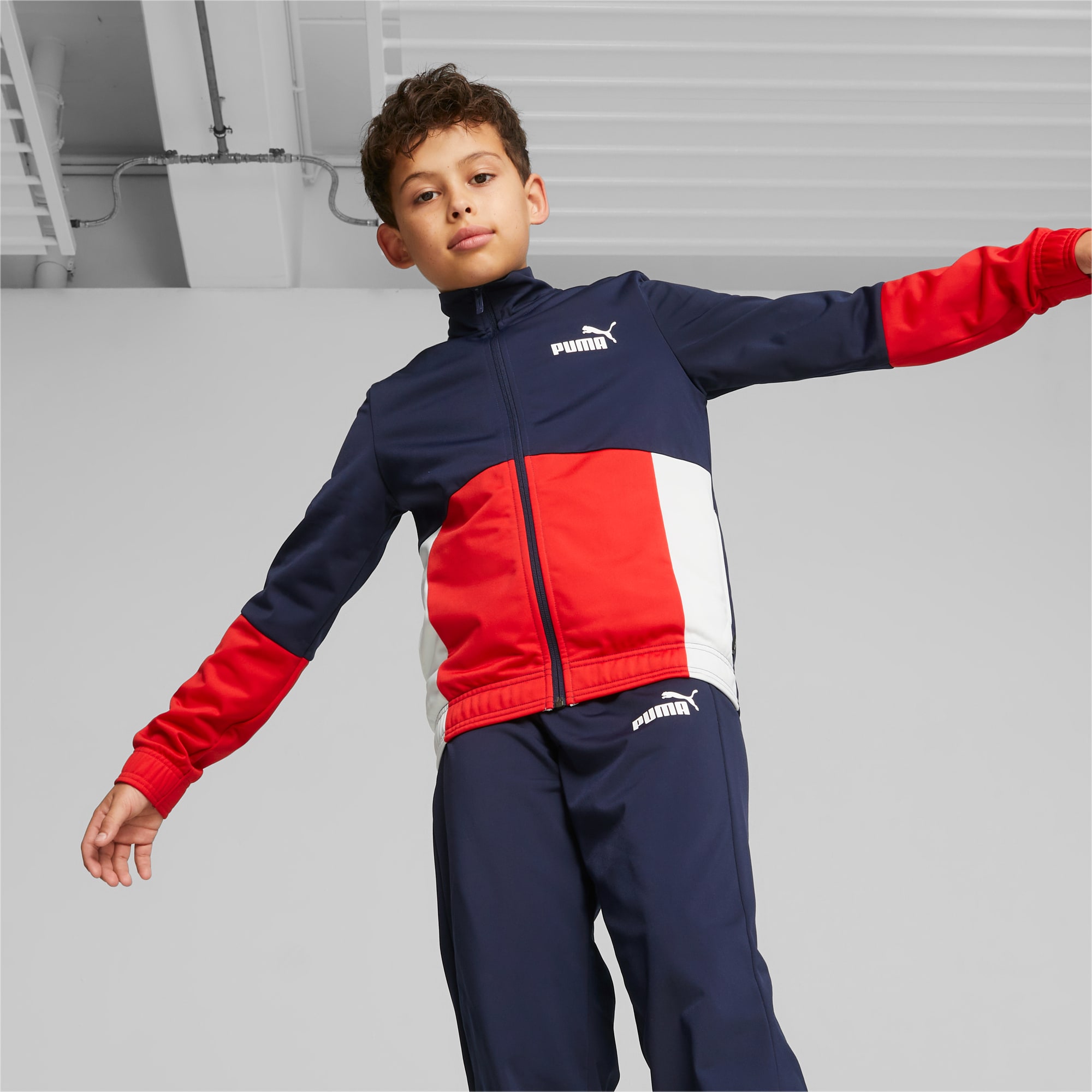 PUMA Colourblock Poly Suit Teenager Für Kinder, Blau, Größe: 140, Kleidung