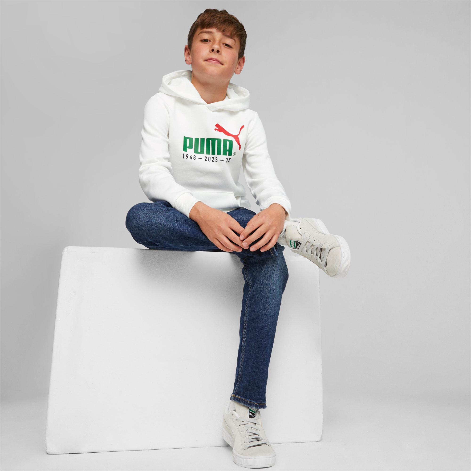PUMA No. 1 Logo Celebration Hoodie Teenager Für Kinder, Weiß, Größe: 164, Kleidung