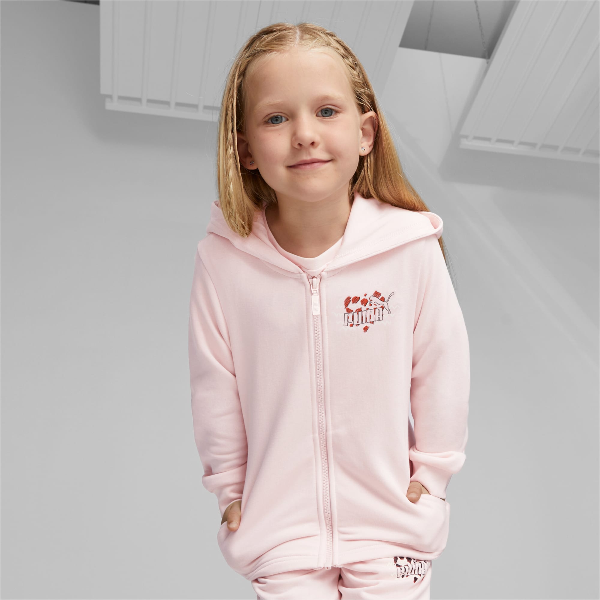 PUMA Essentials Mix Match Full-Zip Hoodie Kinder, Rosa, Größe: 98, Kleidung