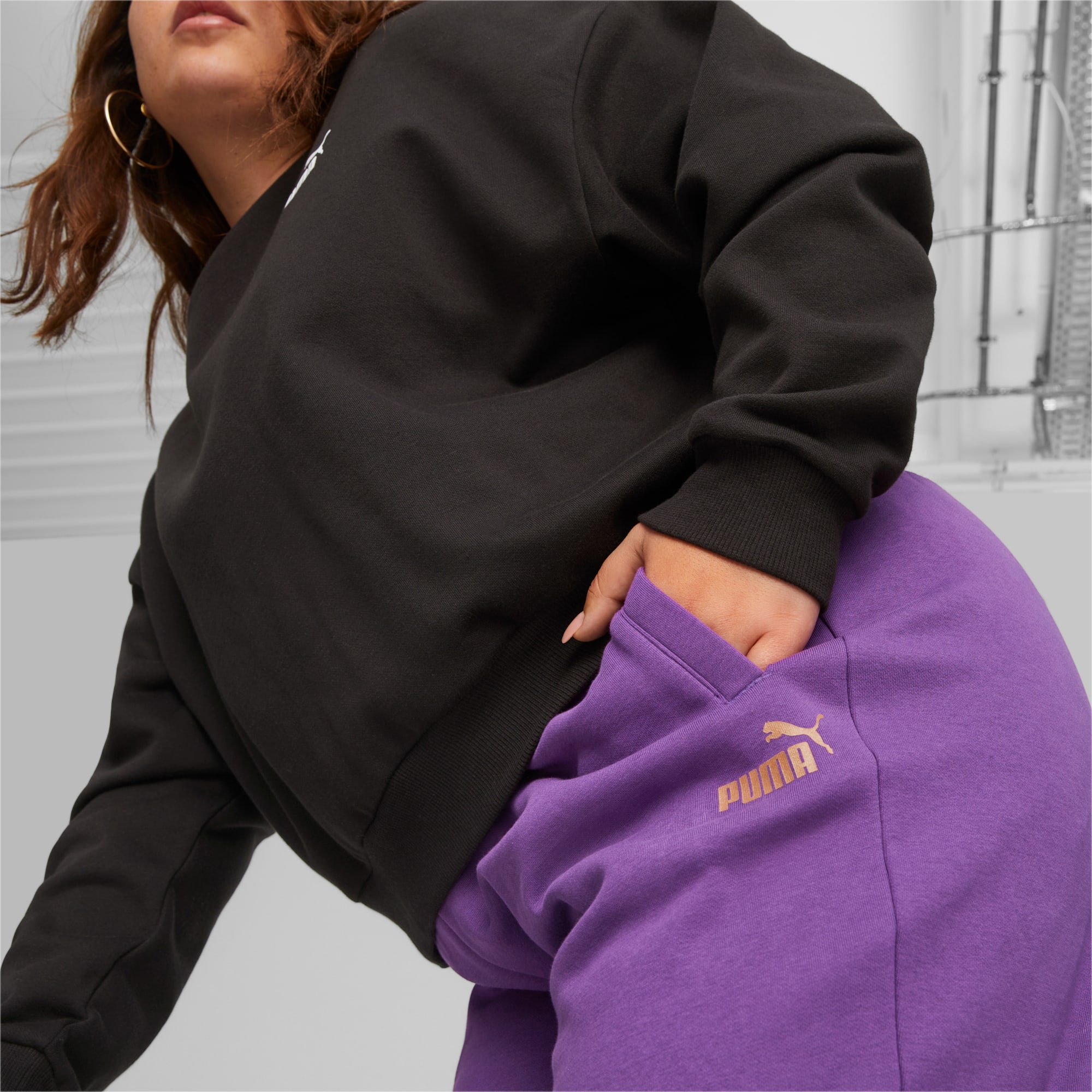 PUMA Power Logo Love Women's Sweatpants, Purple Pop, Size M, Clothing