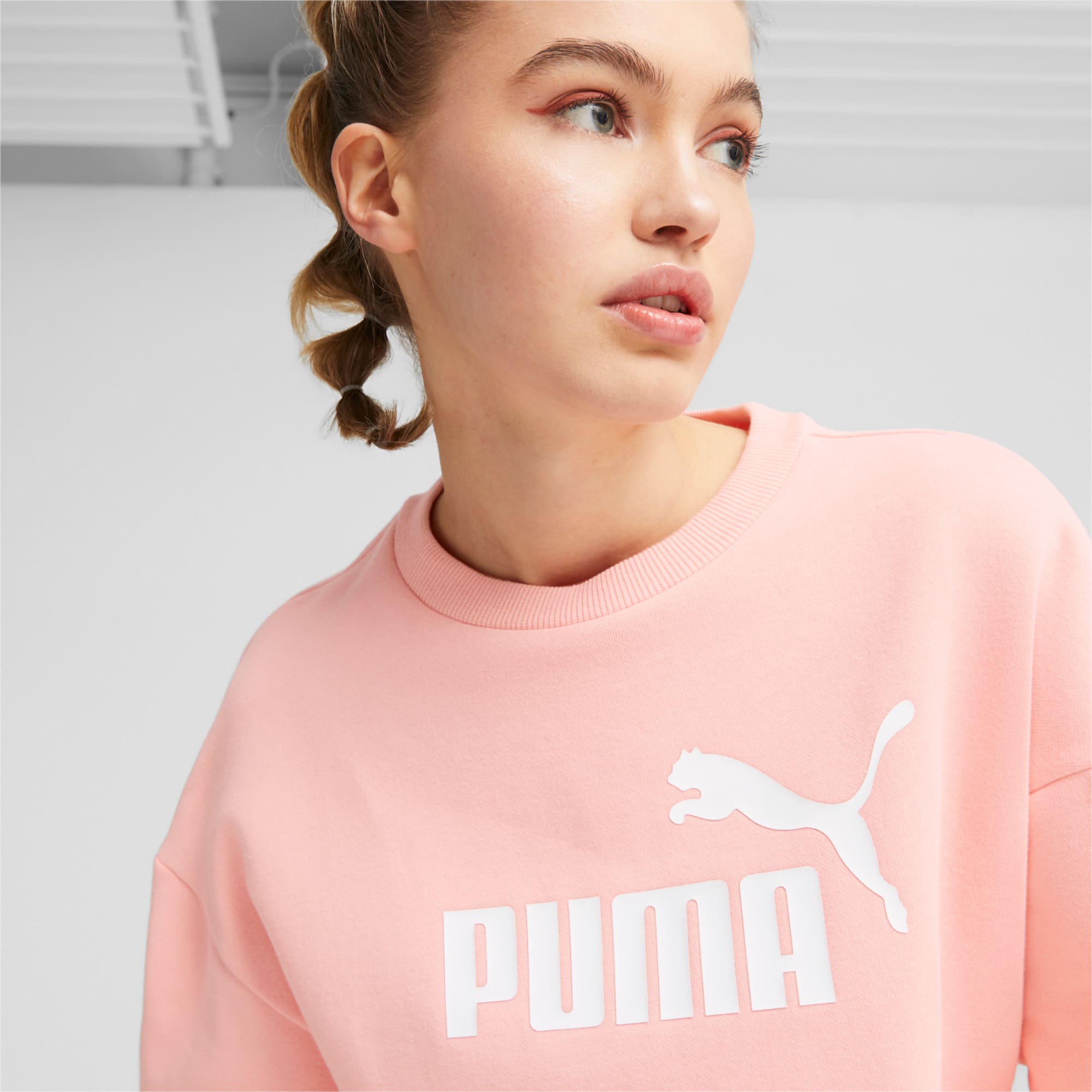PUMA Ess+ Women's Crew Shirt Dress, Peach Smoothie, Size M, Clothing