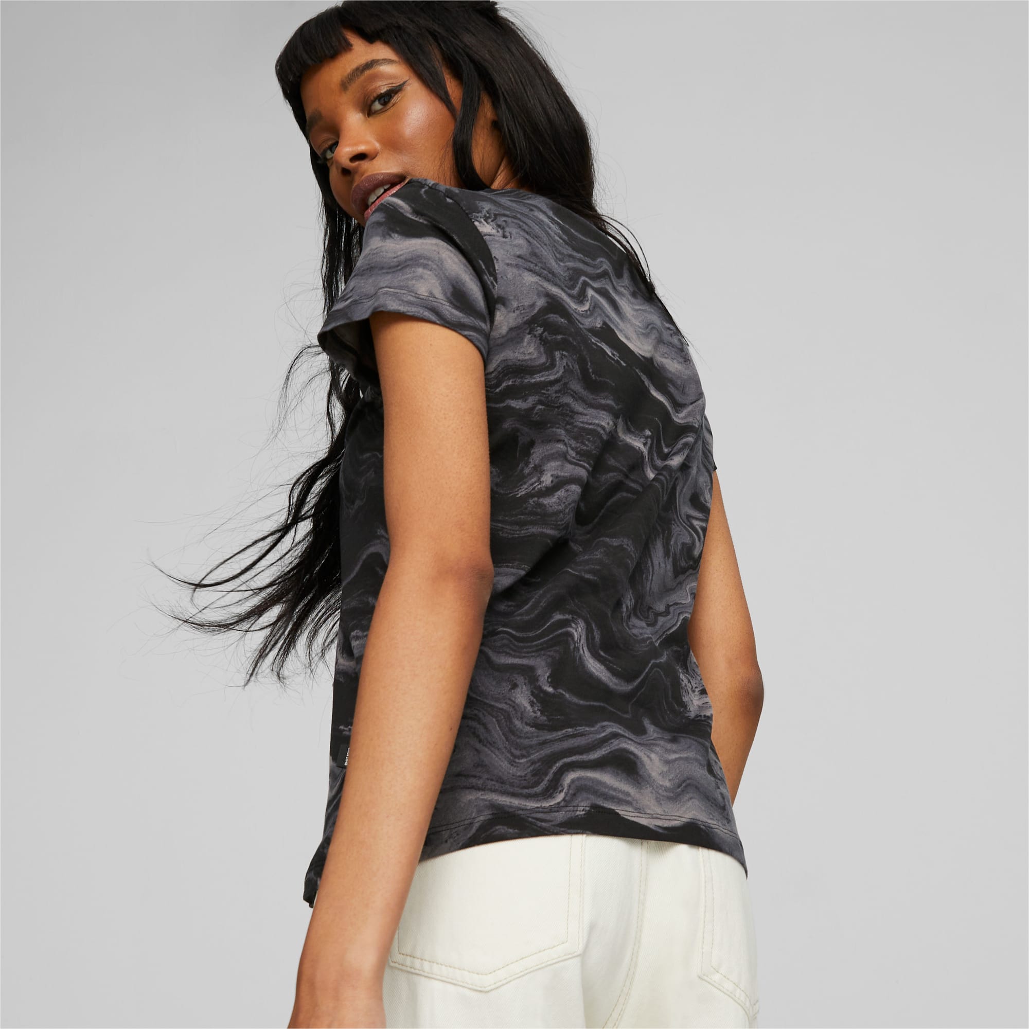 PUMA Ess+ Marbleized Women's T-Shirt, Black, Size XL, Clothing