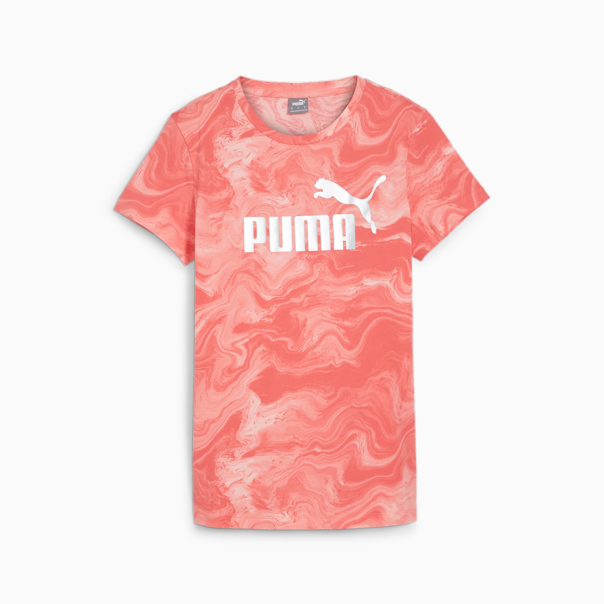 PUMA Ess+ Marbleized Women's T-Shirt, Peach Smoothie, Size L, Clothing