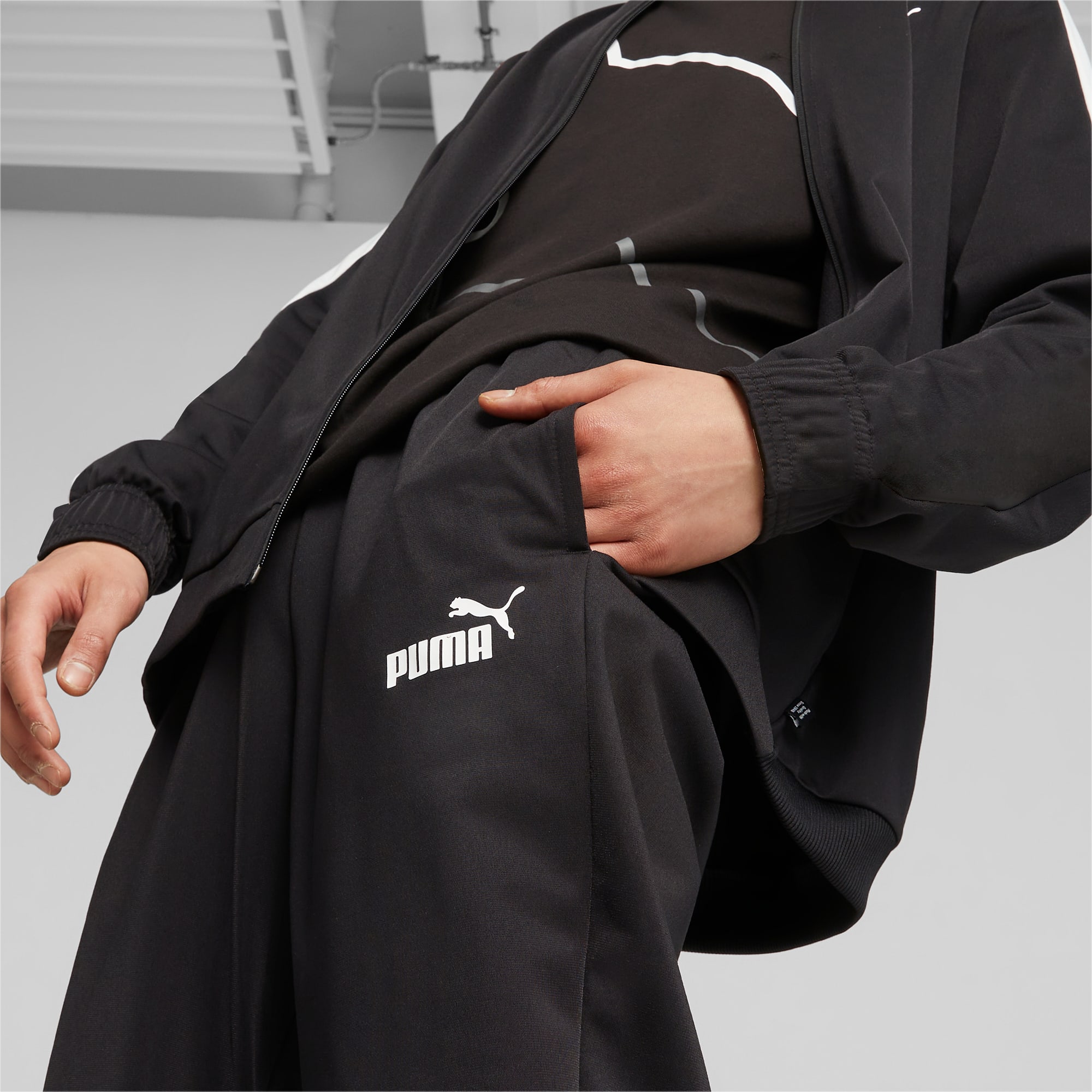 PUMA Men's Baseball Tricot Suit, Black, Size M