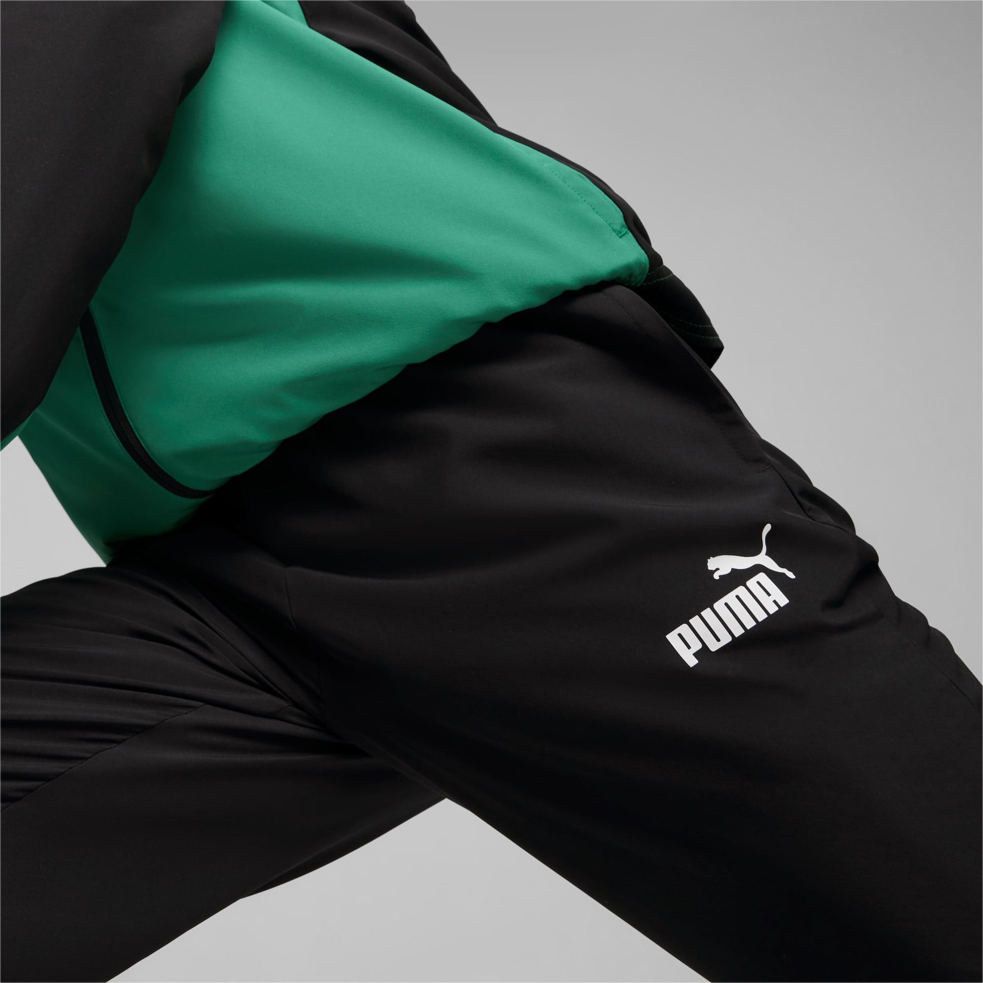 PUMA Gewebter Trainingsanzug Herren, Grün, Größe: M, Kleidung