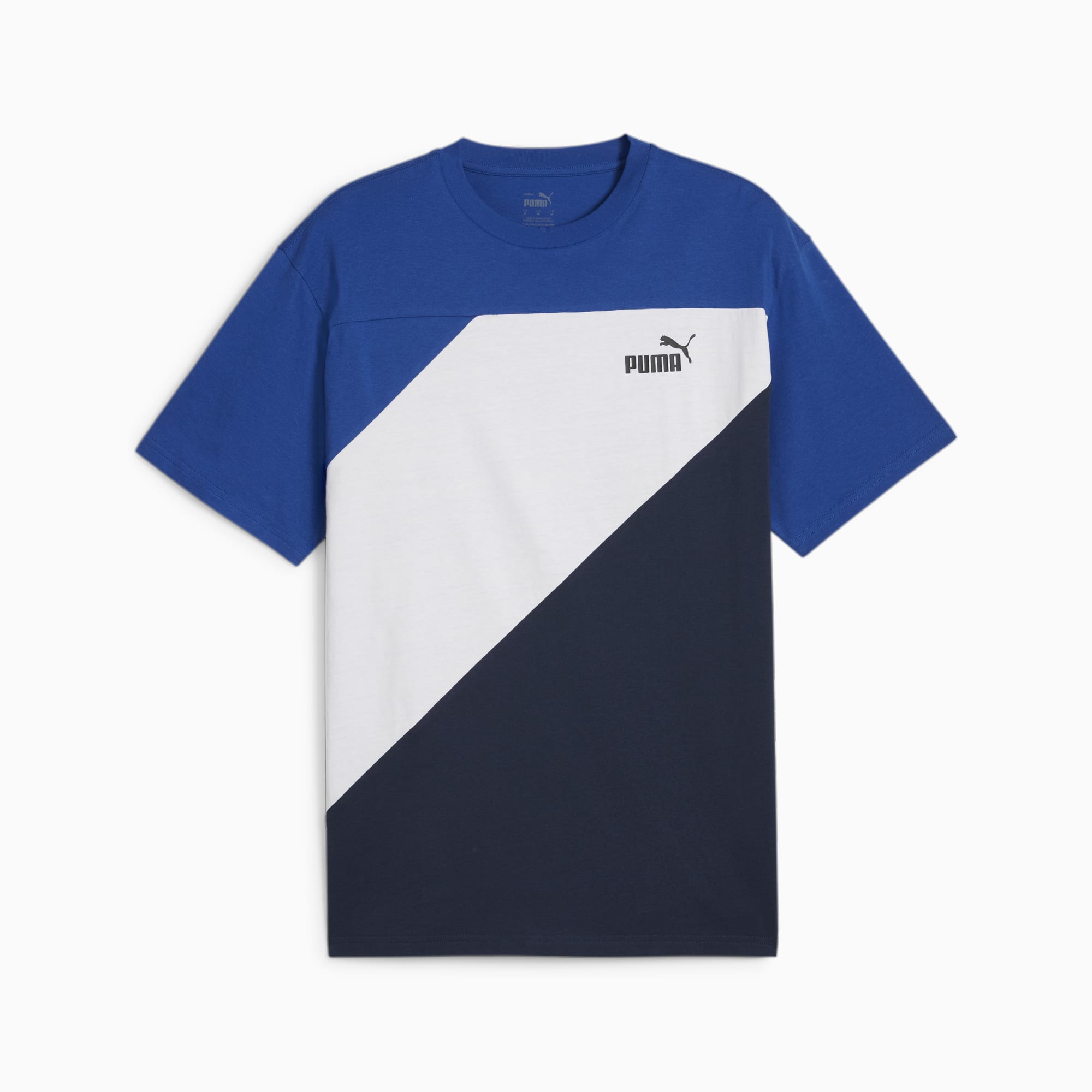 PUMA POWER Colorblock T-shirt Voor Heren, Blauw