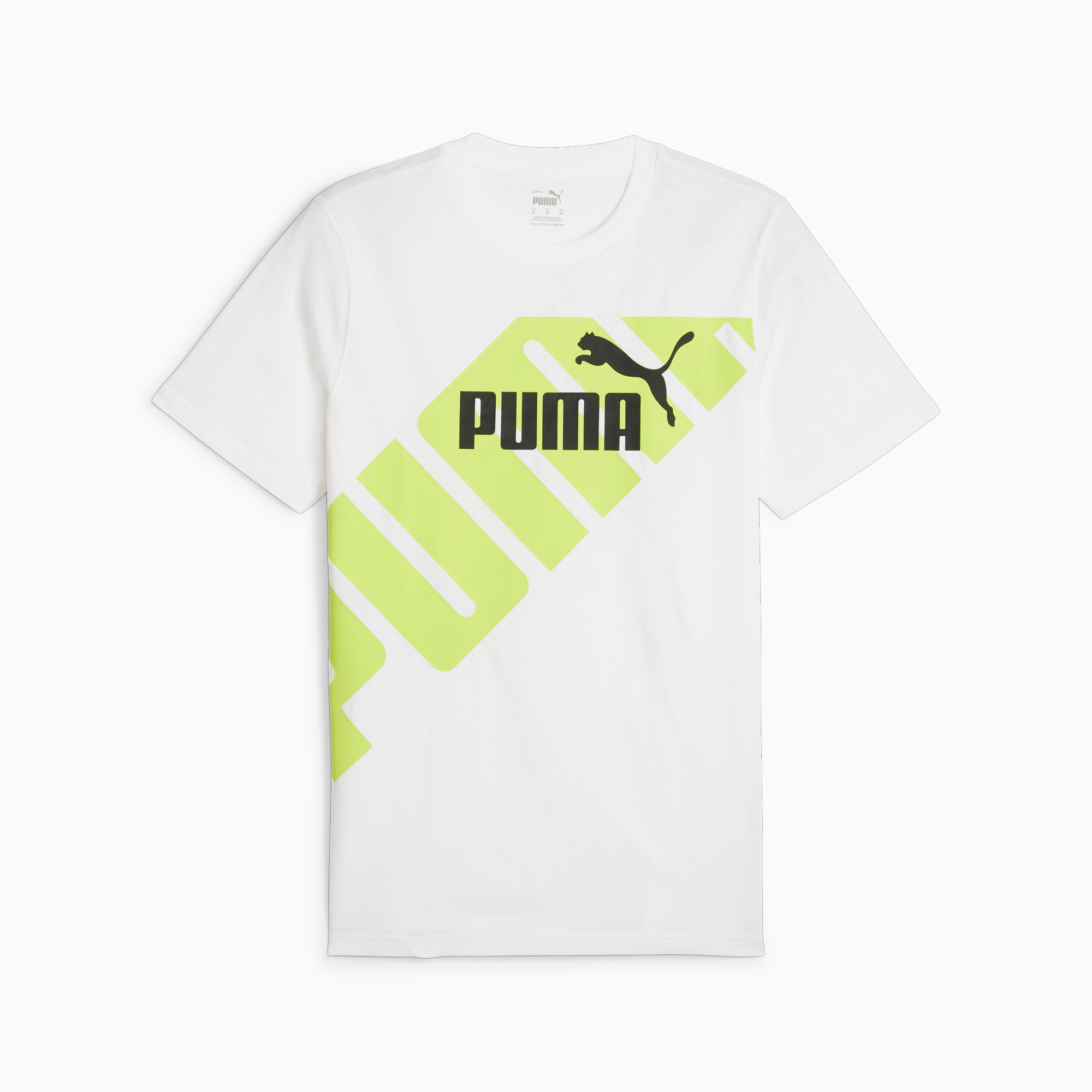 T-Shirt PUMA POWER Pour Homme, Blanc/Vert