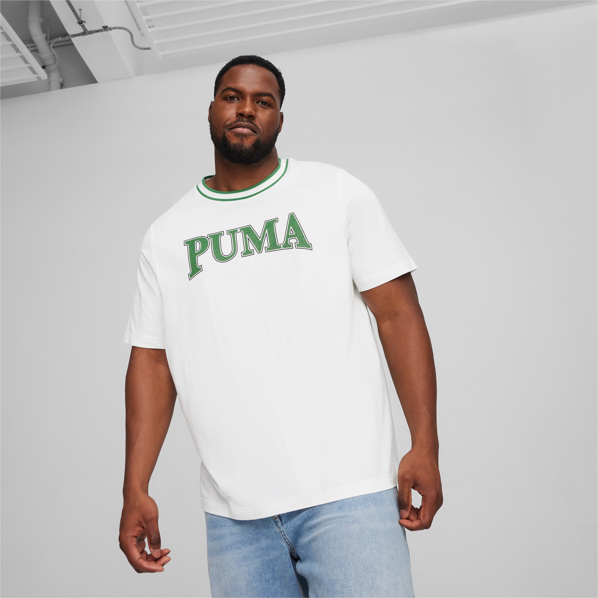 PUMA SQUAD Graphic T-shirt Voor Heren, Wit/Groen