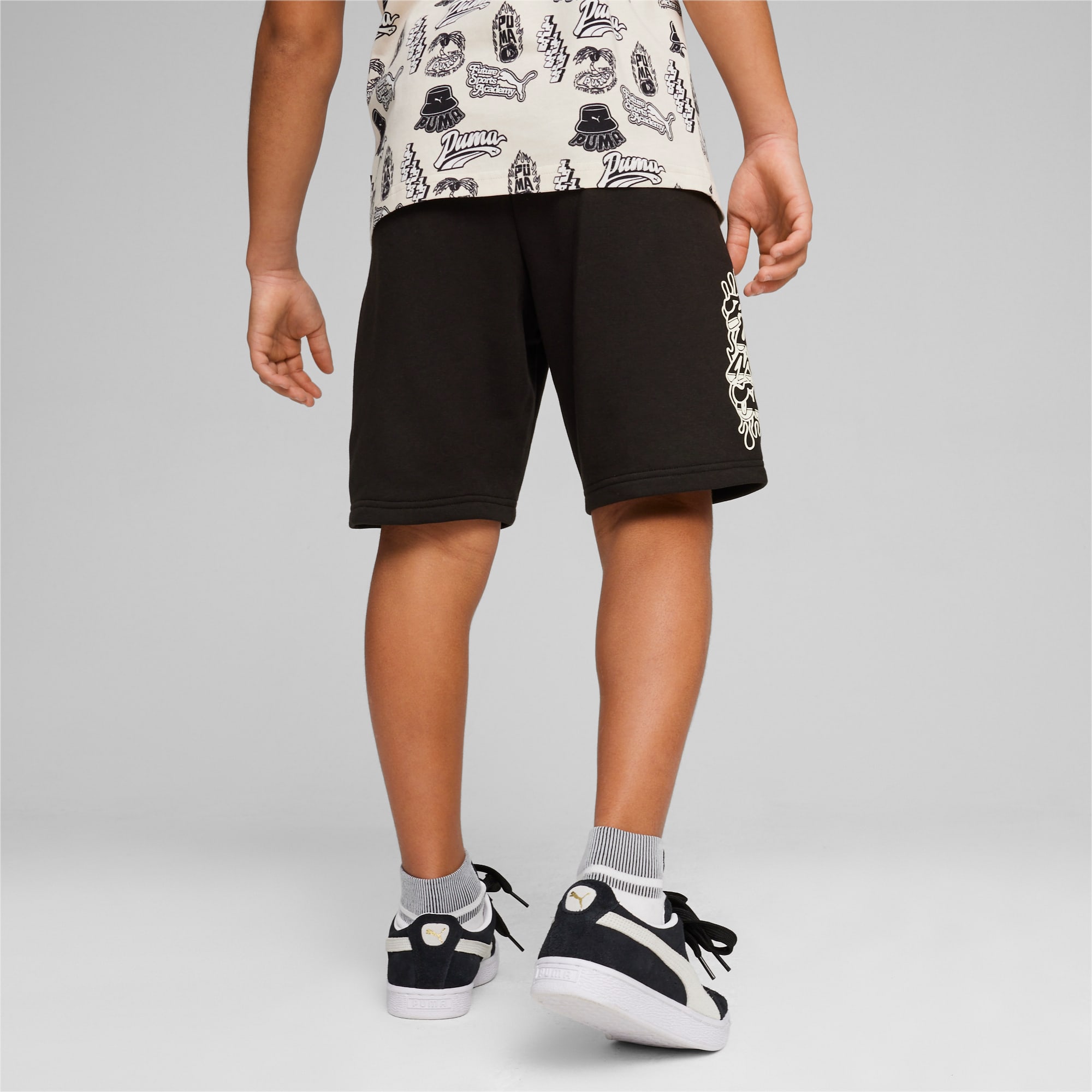 PUMA Ess+ Mid 90S Youth Shorts, Black, Size 128, Clothing