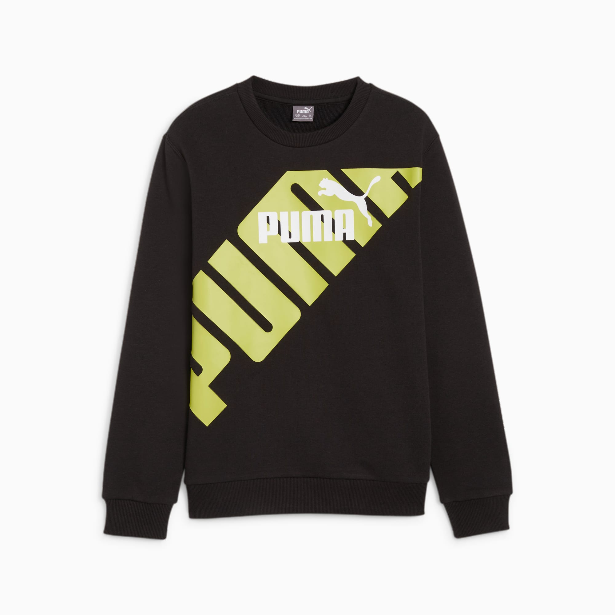 PUMA Power Youth Graphic Sweatshirt, Black, Size 128, Clothing