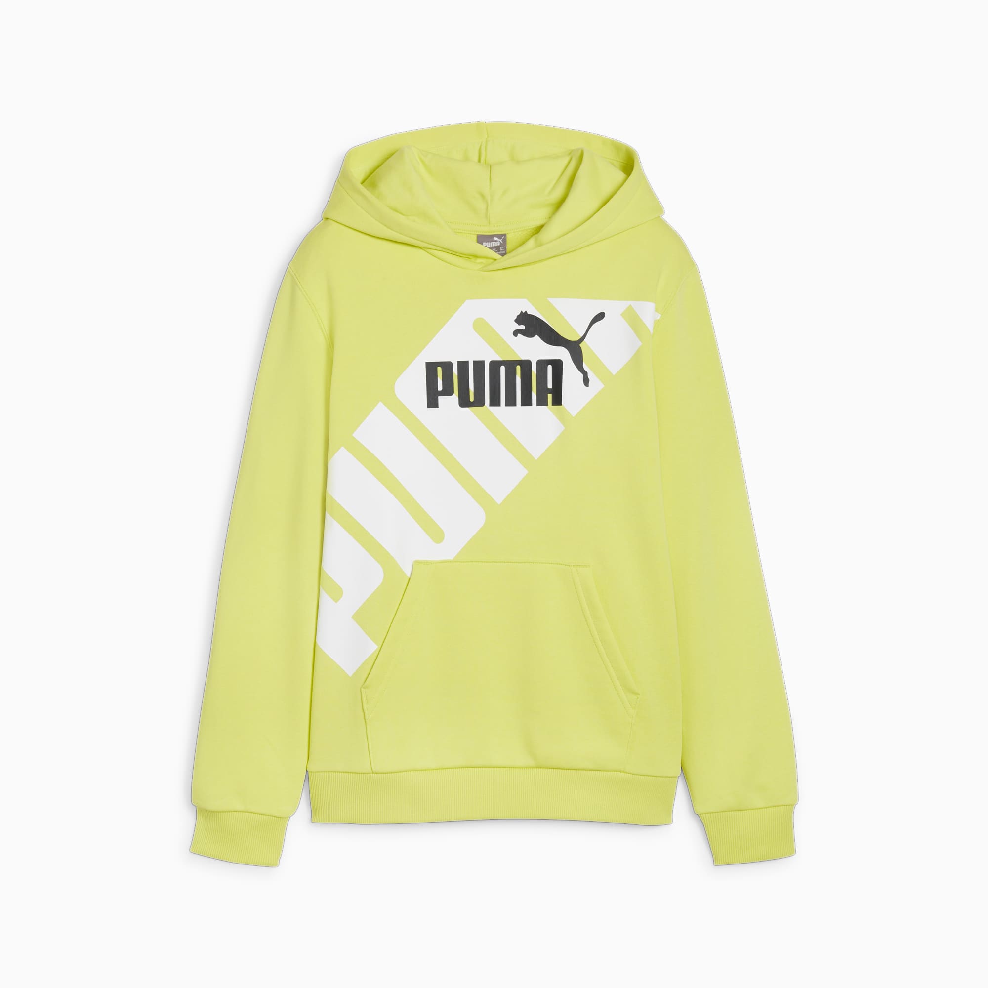 PUMA Power Youth Graphic Hoodie, Lime Sheen, Size 128, Clothing