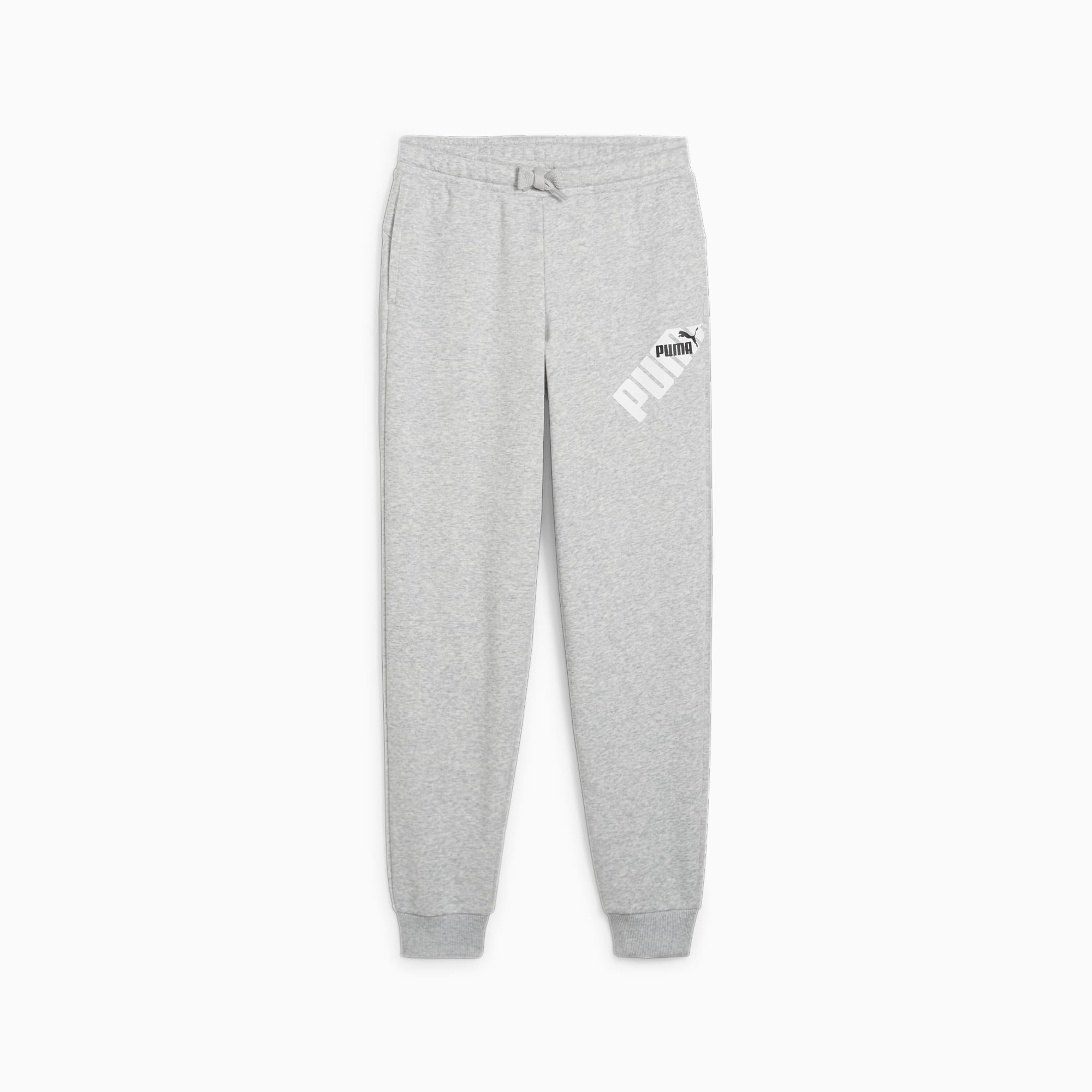 PUMA Power Youth Sweatpants, Light Grey Heather, Size 128, Clothing