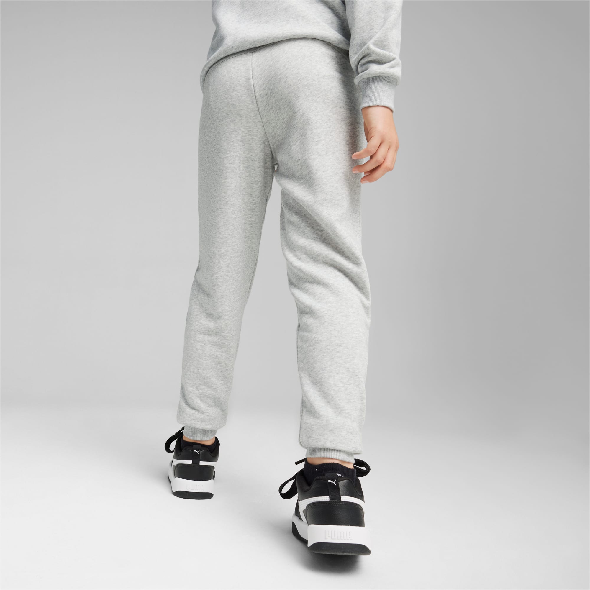 PUMA Power Youth Sweatpants, Light Grey Heather, Size 128, Clothing