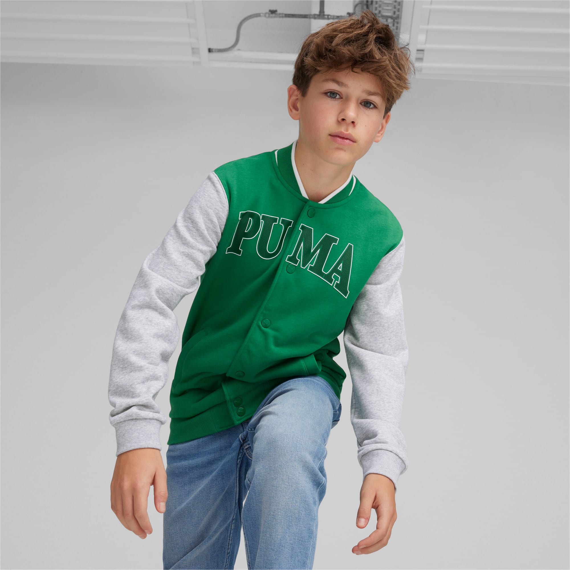 PUMA Squad Youth Bomber Jacket, Archive Green, Size 128, Clothing