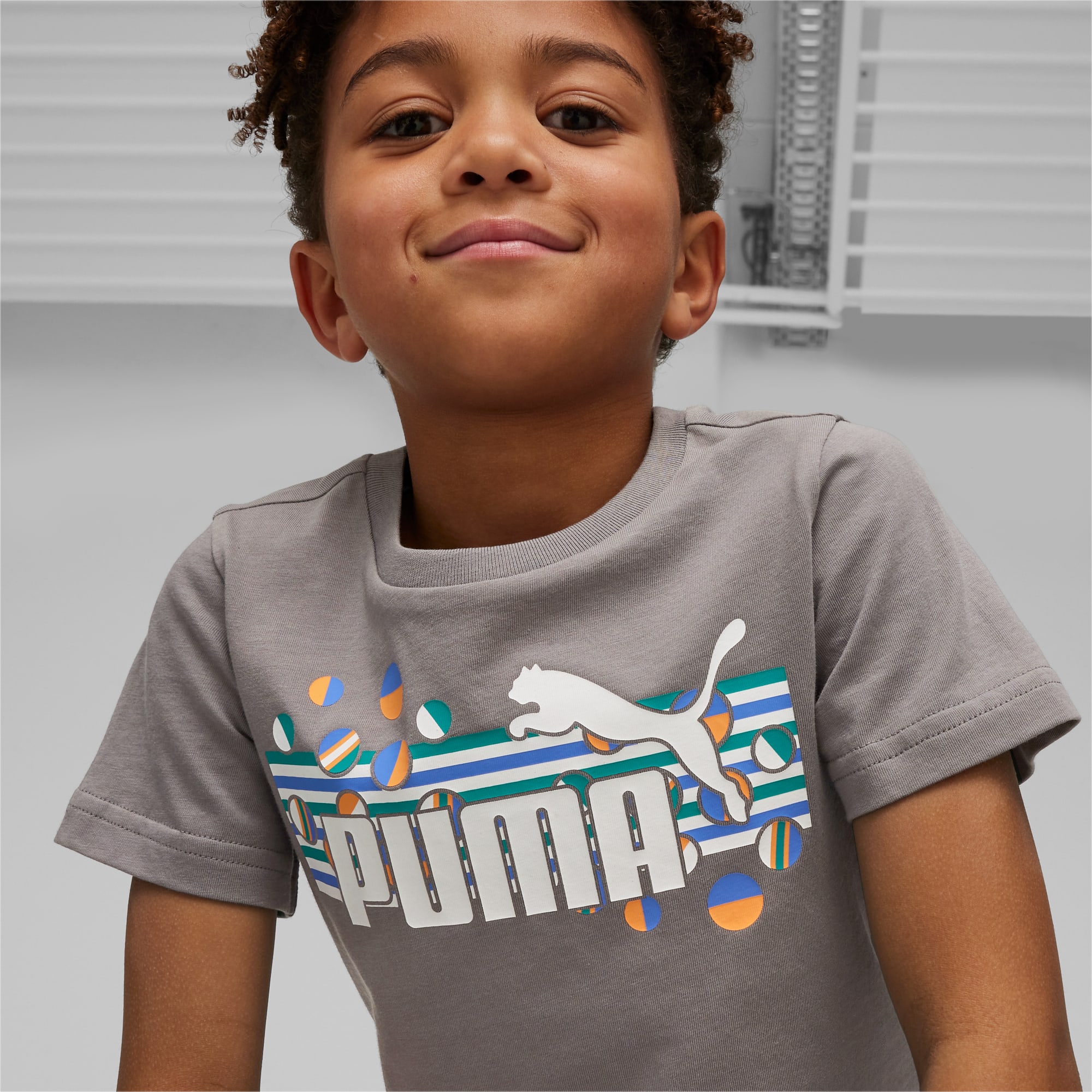 PUMA ESS+ SUMMER CAMP T-Shirt Kinder, Grau, Größe: 128, Kleidung