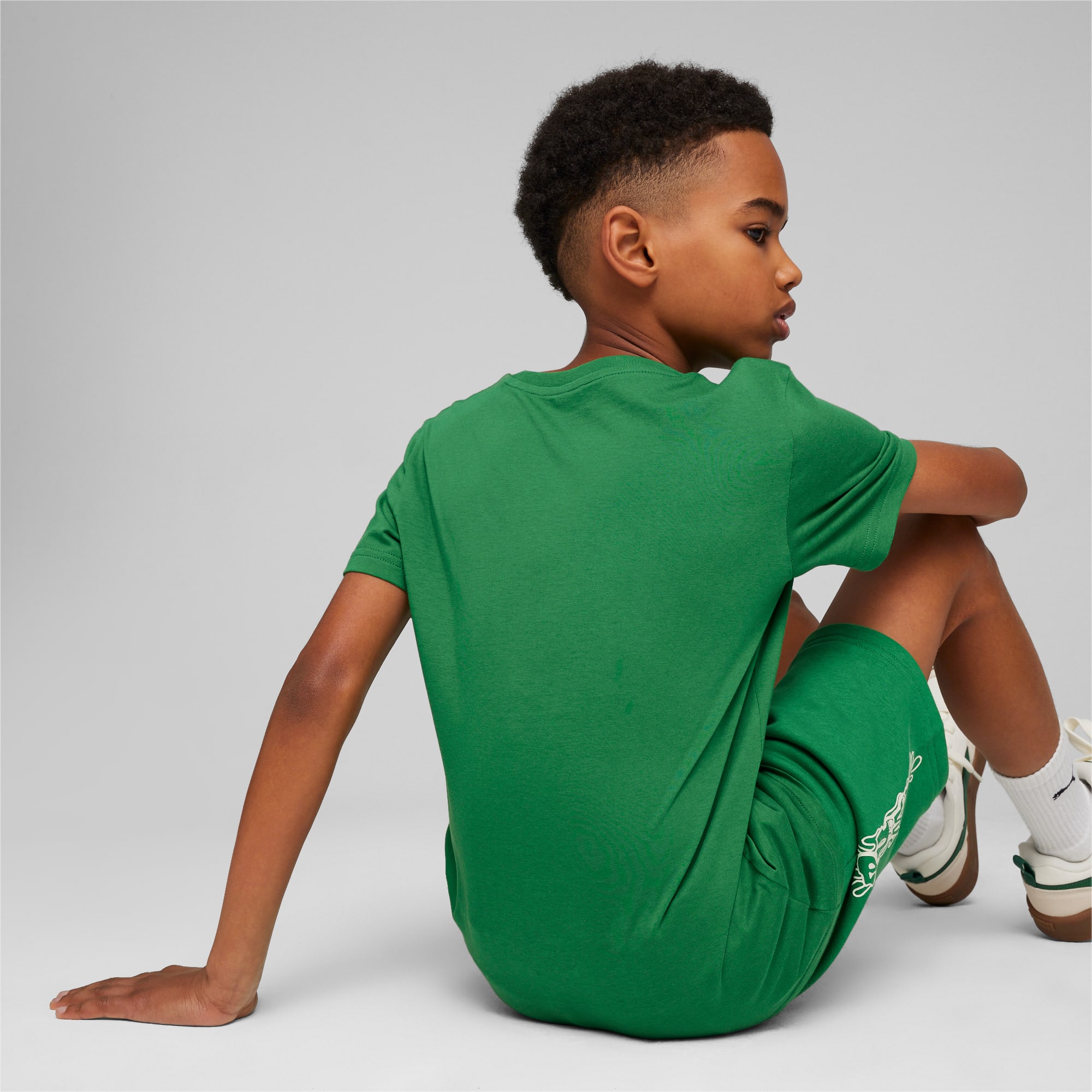 PUMA ESS+ MID 90s Graphic T-Shirt Teenager Für Kinder, Grün, Größe: 176, Kleidung