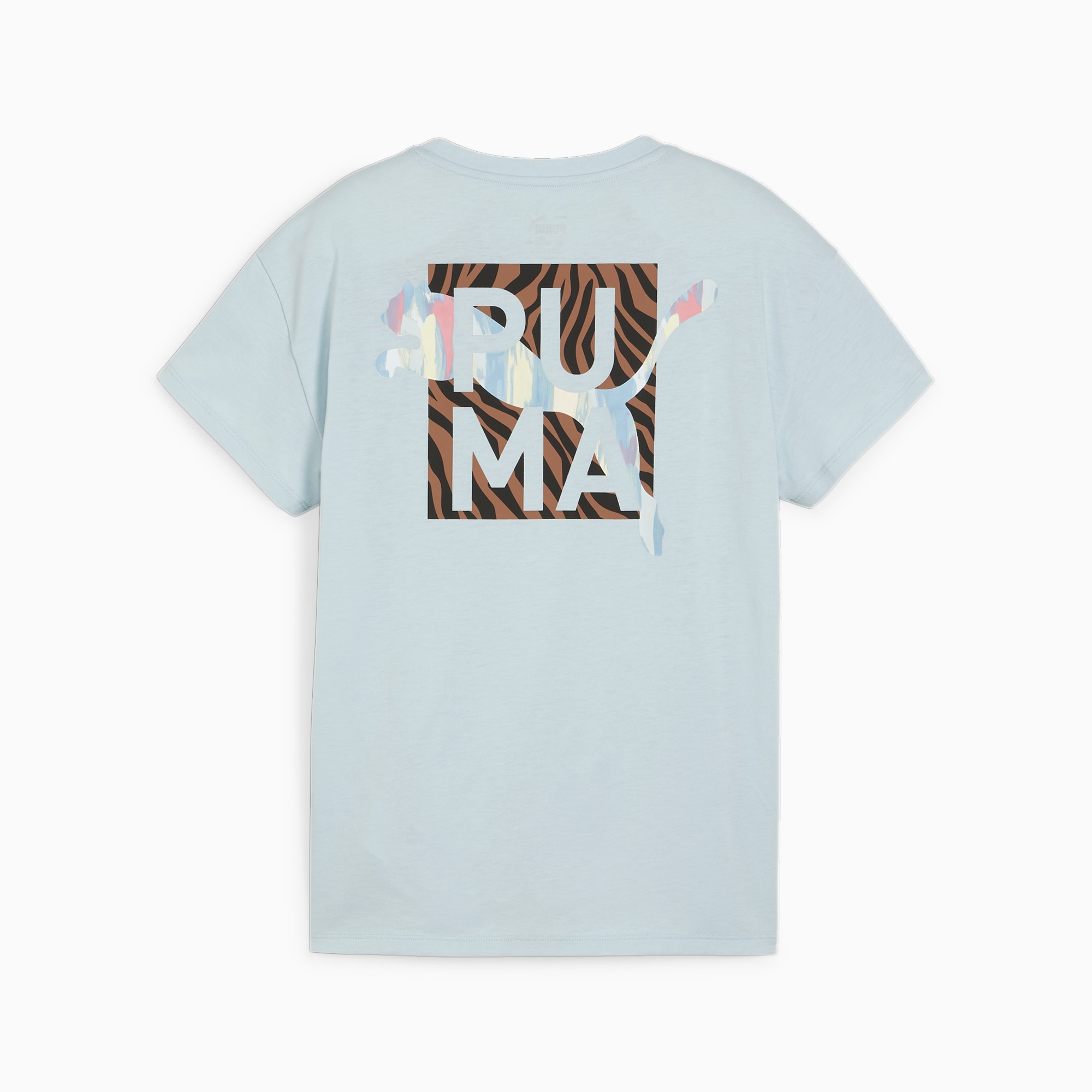 PUMA Animal Remix Girls' Boyfriend T-Shirt, Turquoise Surf