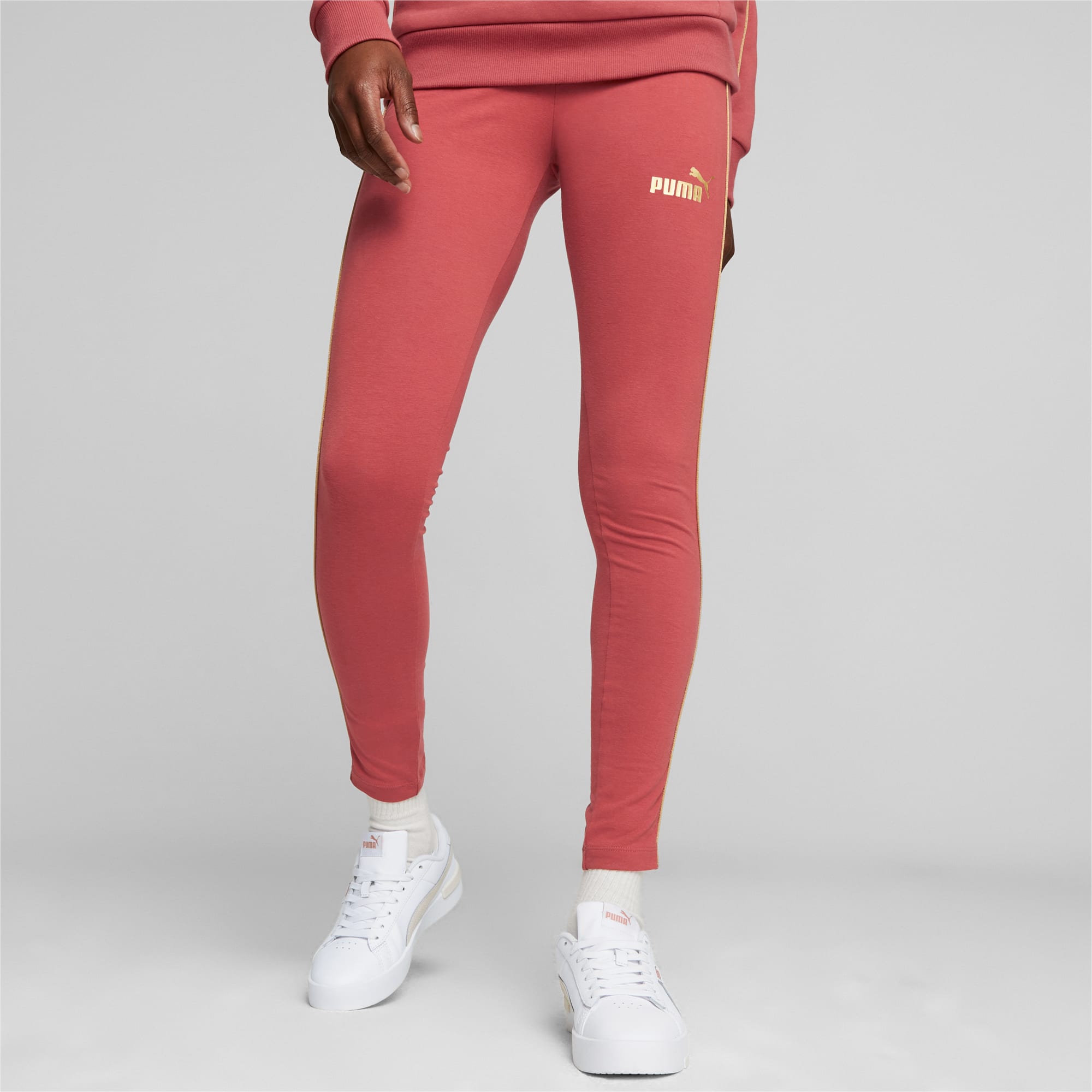 PUMA Ess+ Minimal Gold Women's Leggings, Astro Red, Size XL, Clothing