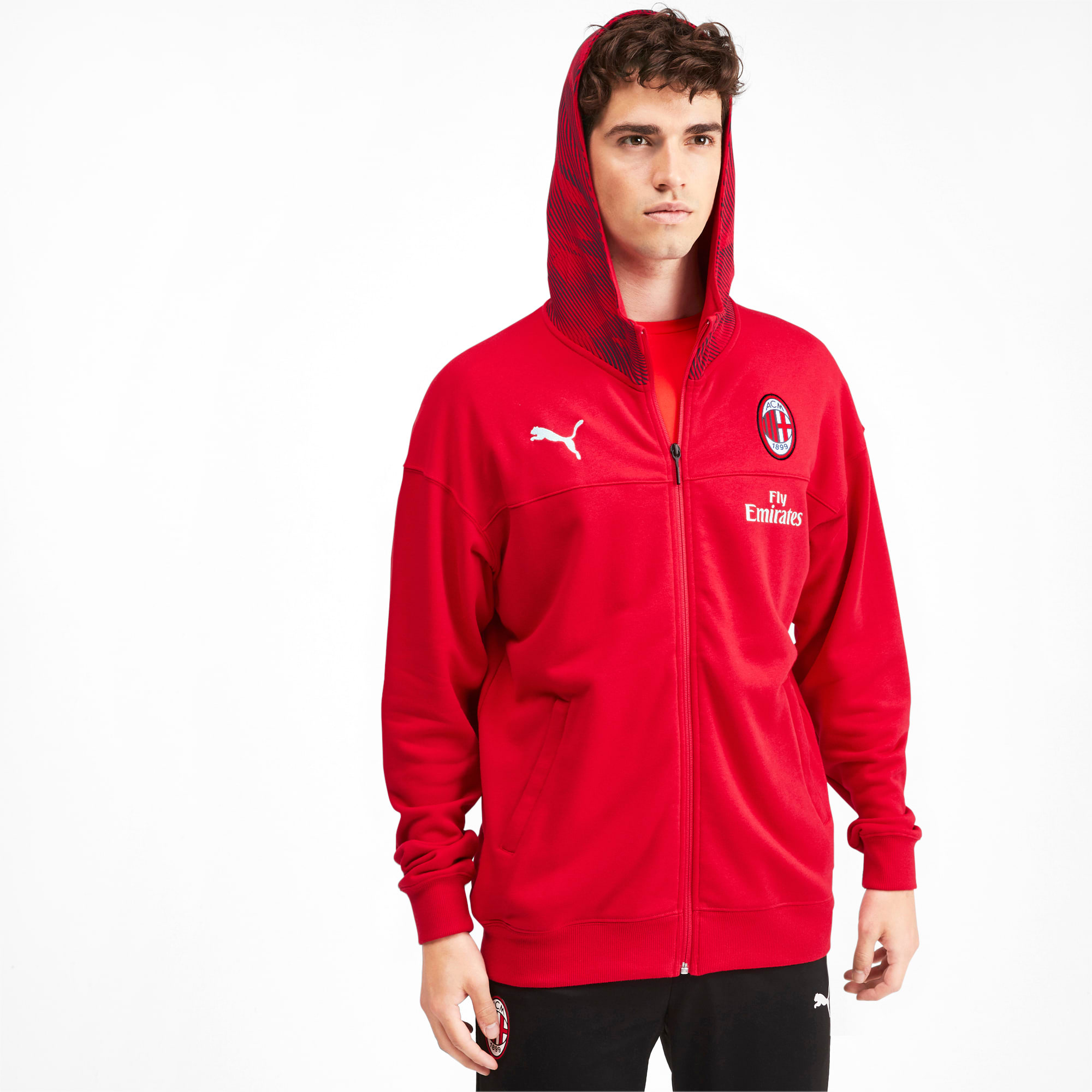 Ac milan casuals hoodie voor heren, zwart/rood, maat xs | PUMA