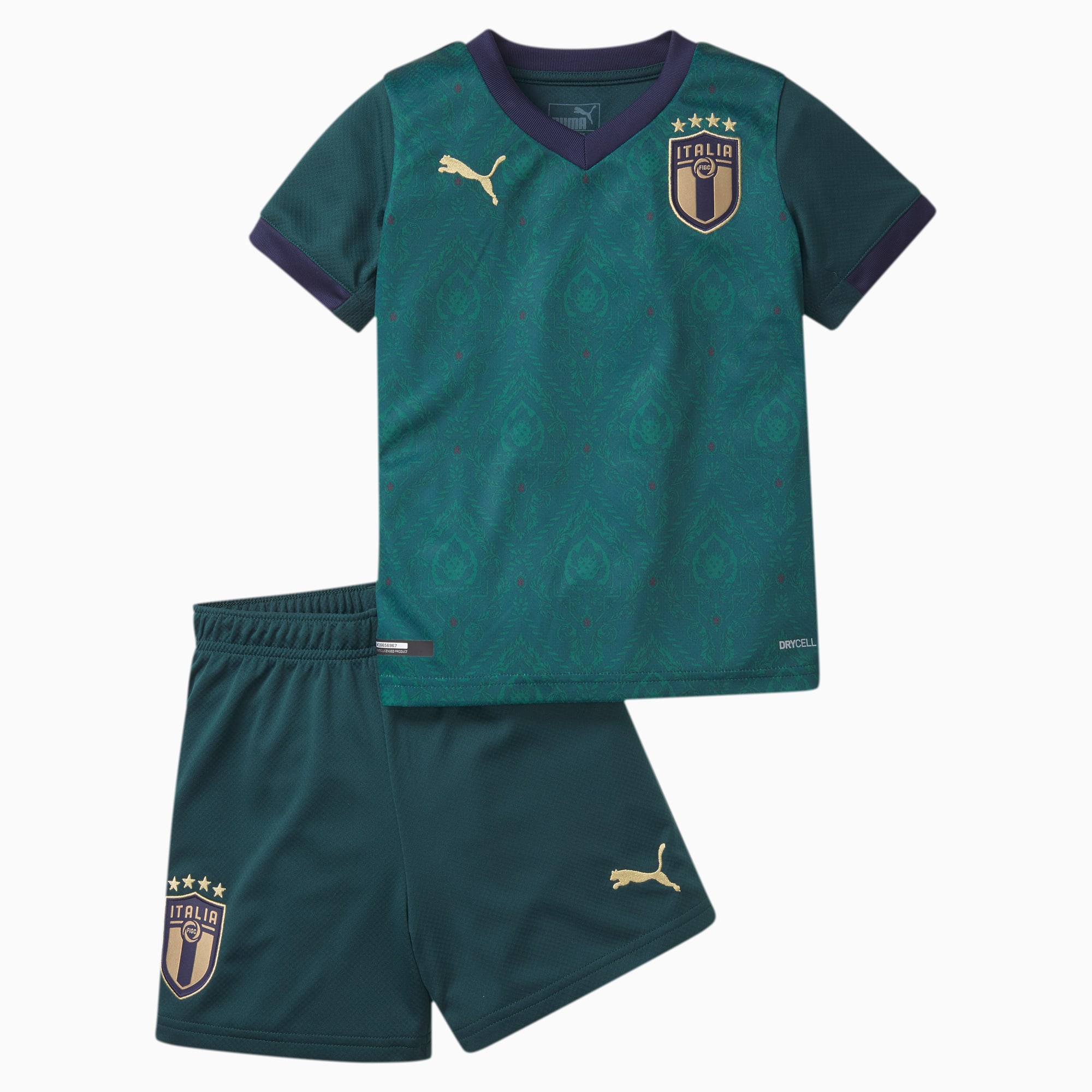 PUMA Mini set troisième tenue Italia pour enfant, Vert/Bleu, Taille 110, Vêtements
