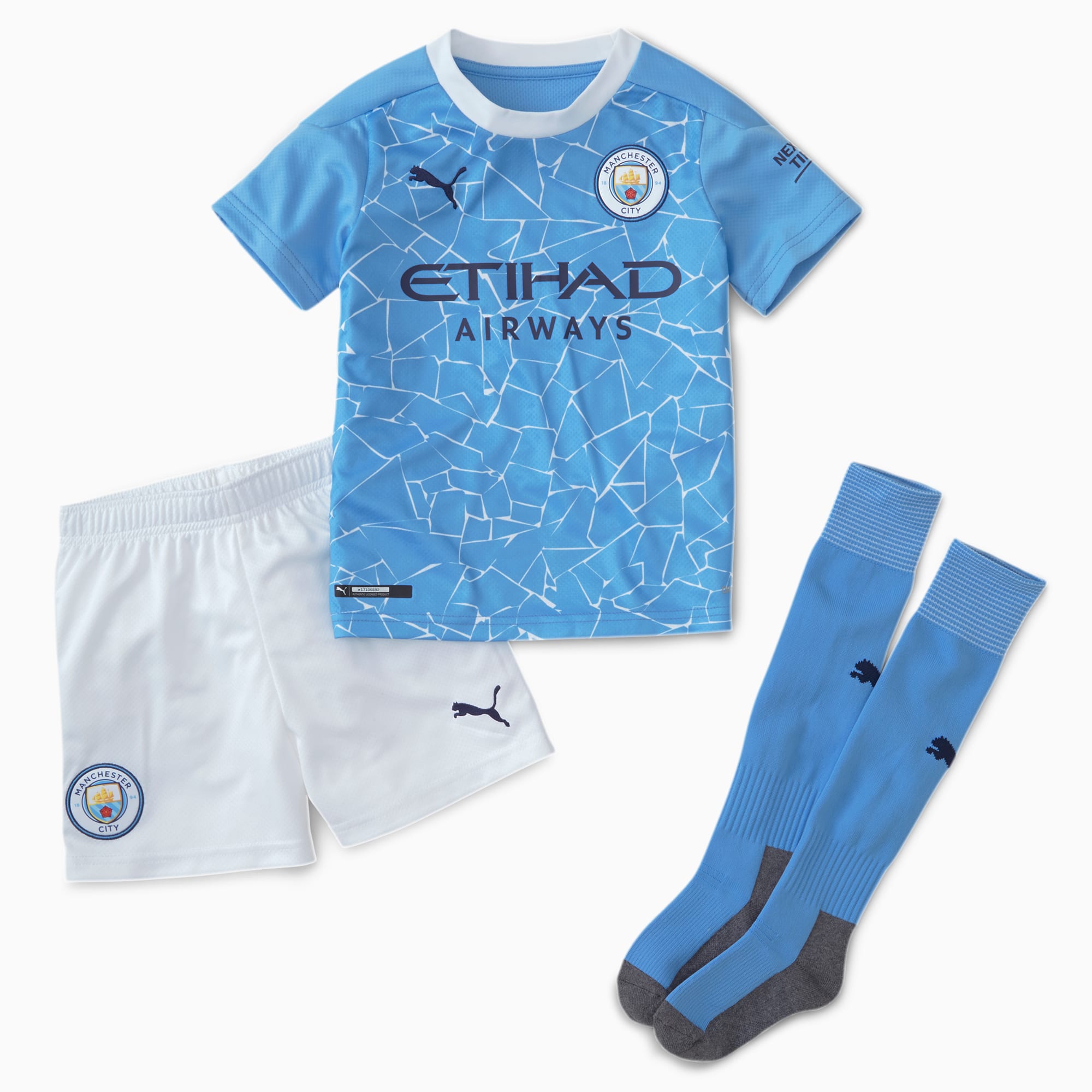 PUMA Mini set Domicile Manchester City enfant et adolescent, Bleu, Taille 98, Vêtements