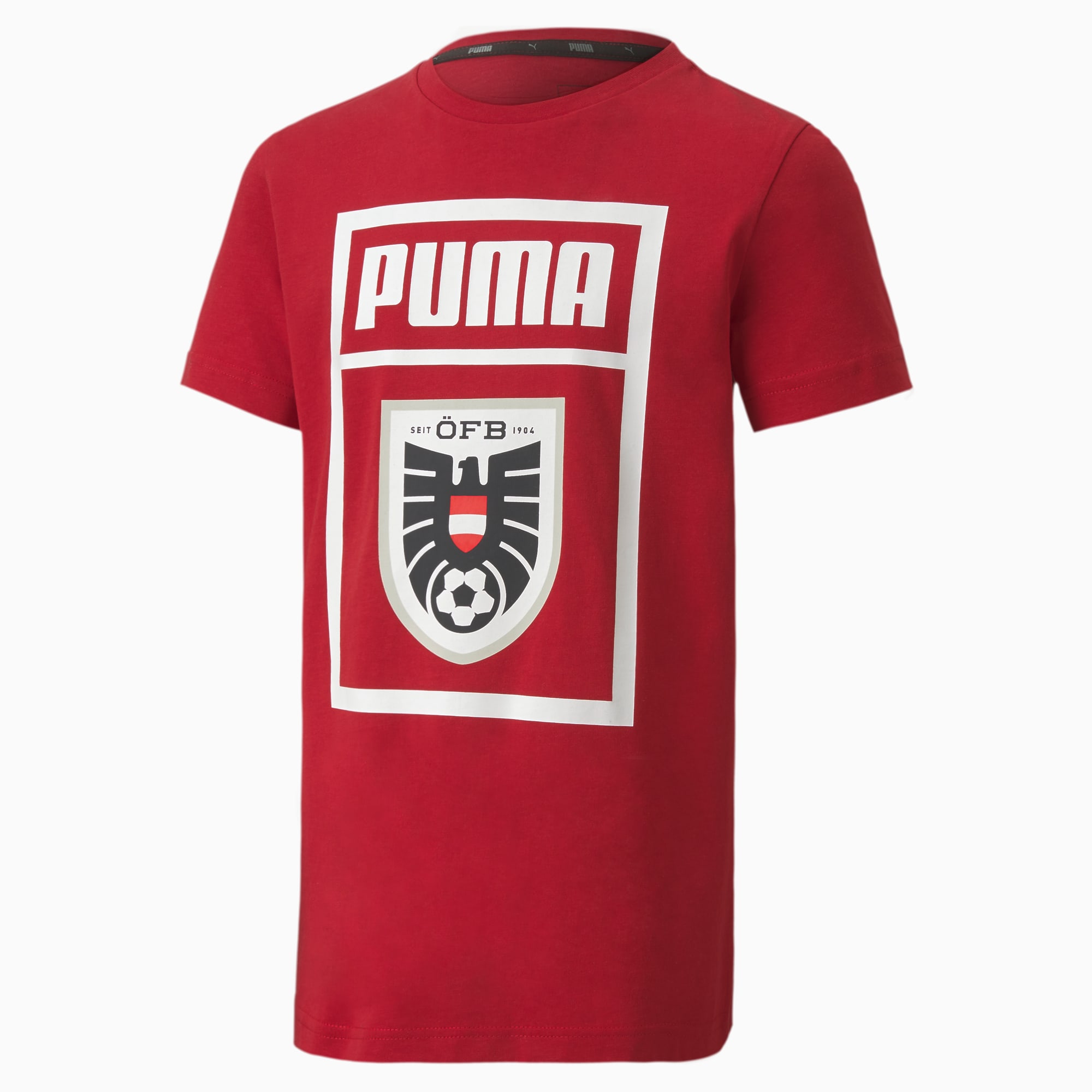 PUMA T-Shirt Autriche Shoe Tag pour enfant, Rouge, Taille 128, Vêtements