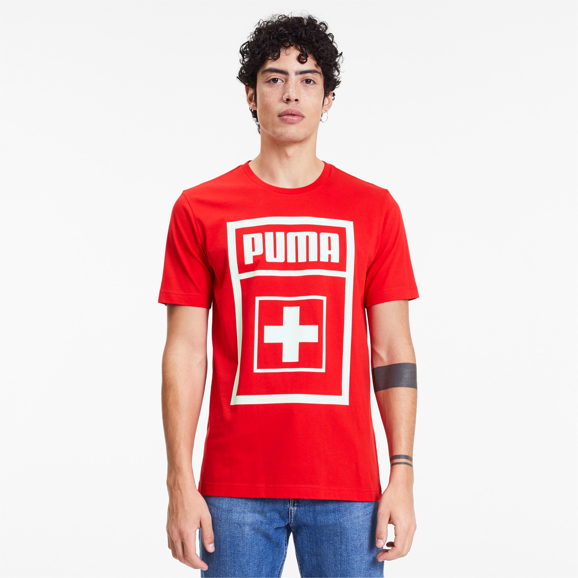 PUMA T-Shirt Suisse DNA, Rouge, Taille XXL, Vêtements