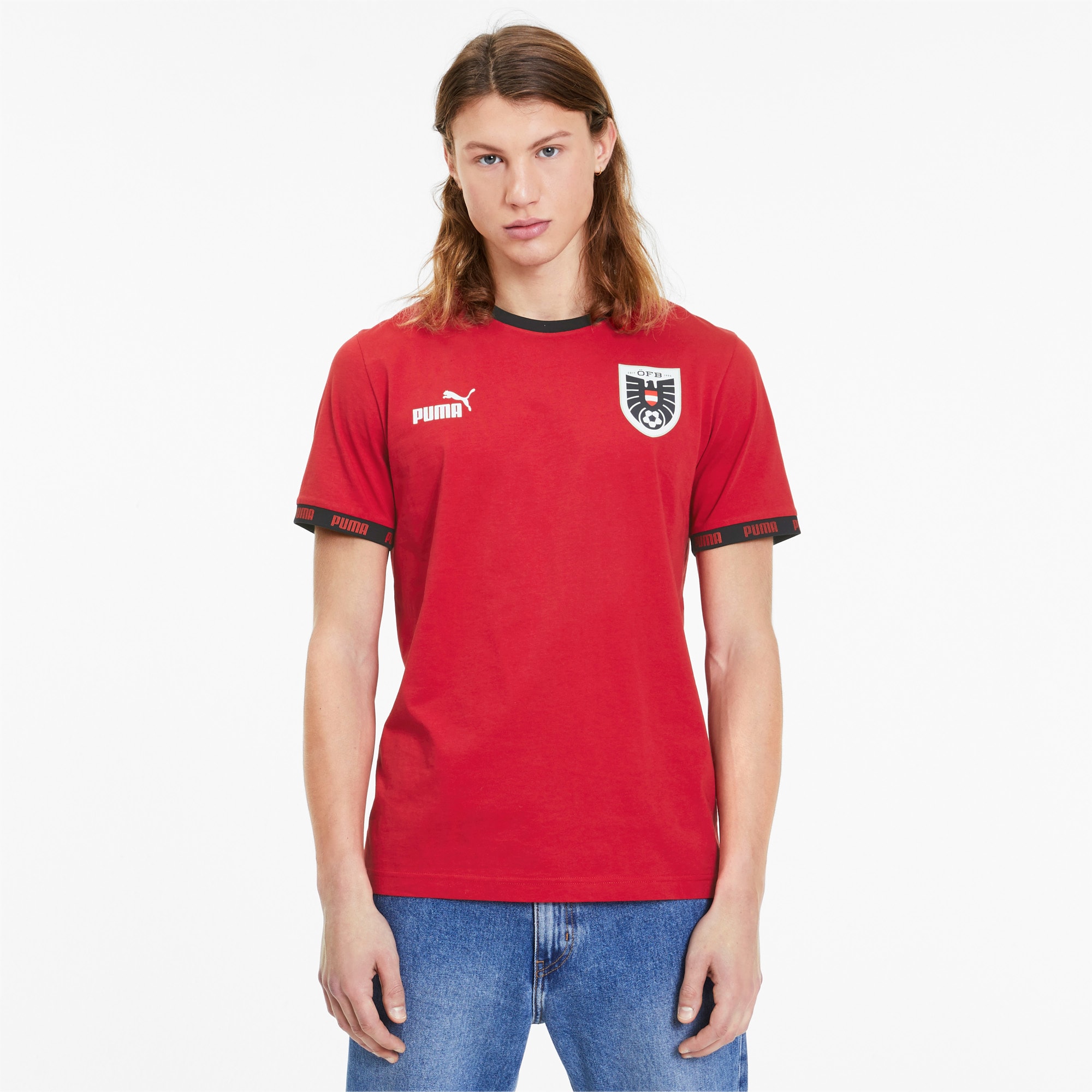 PUMA T-Shirt Österreich Football Culture, Rouge, Taille L, Vêtements