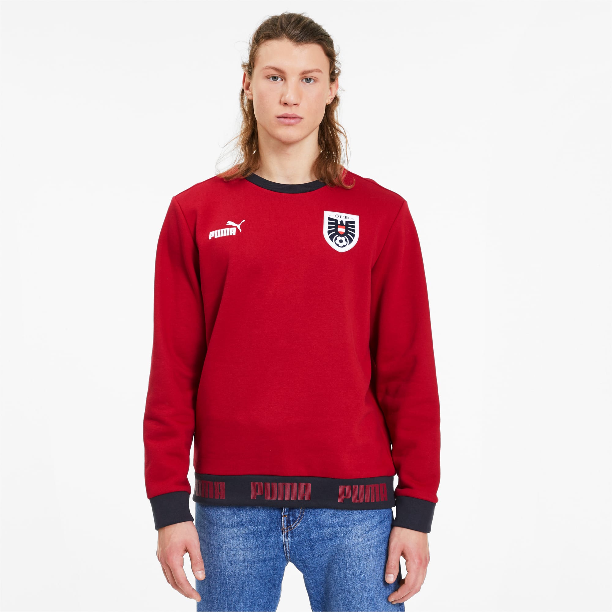 PUMA Sweat Autriche Football Culture pour Homme, Rouge/Blanc, Taille XS, Vêtements