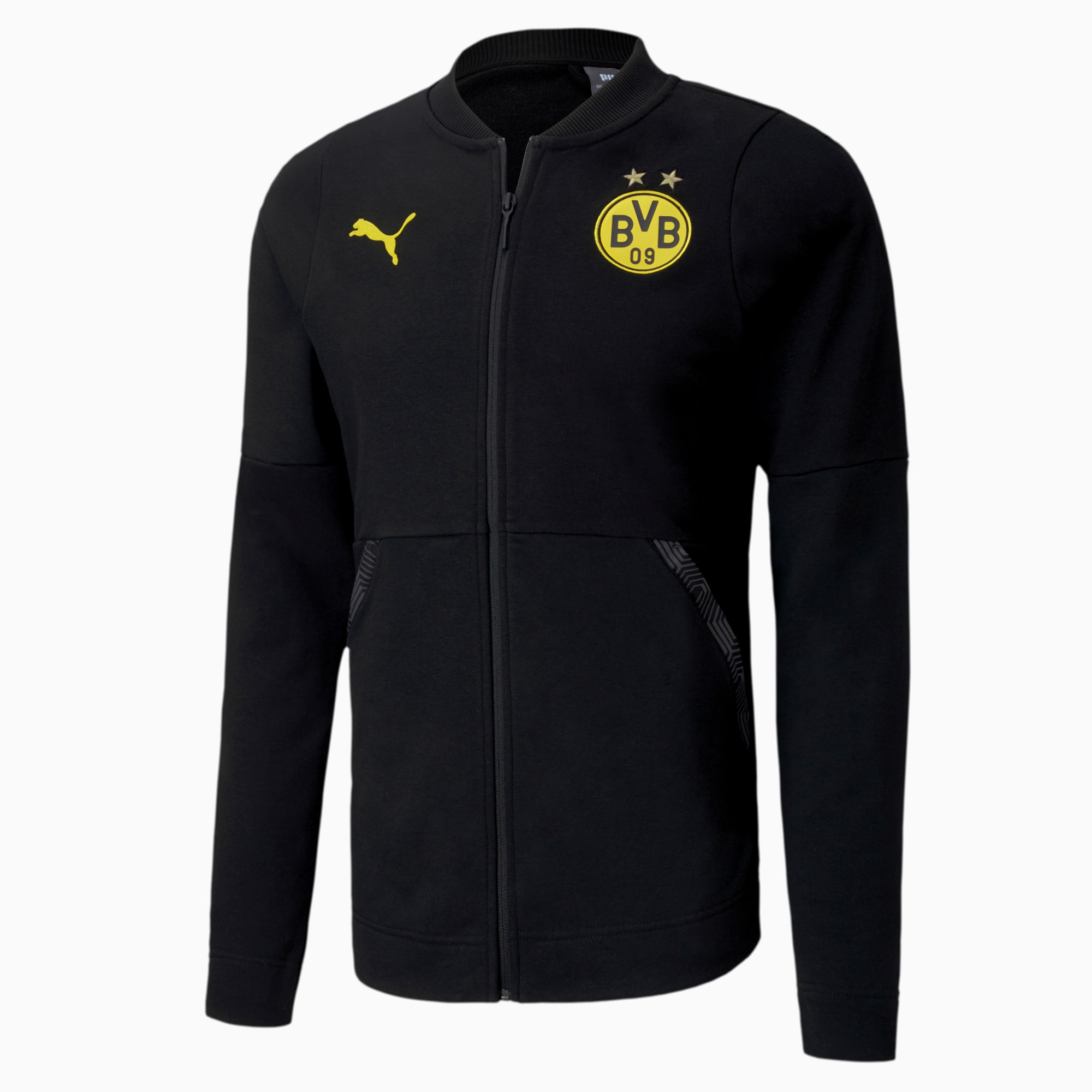 PUMA BVB Casuals Fußball Jacke, Noir, Taille S, Vêtements