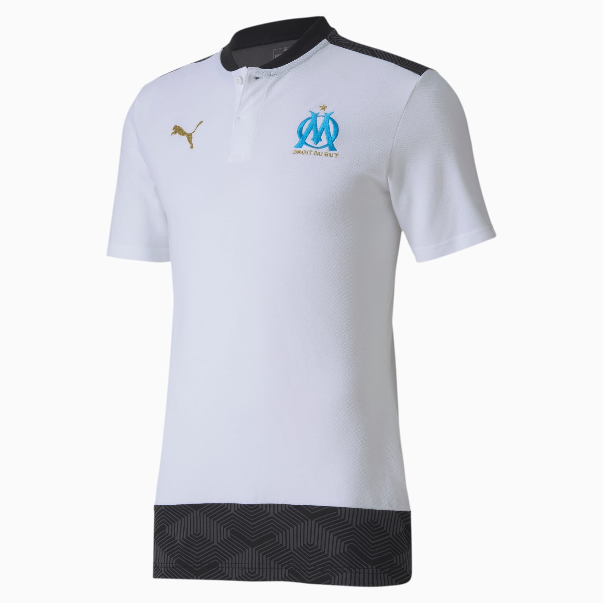 PUMA Polo Olympique de Marseille Casuals Football pour Homme, Blanc/Bleu, Taille XS, Vêtements