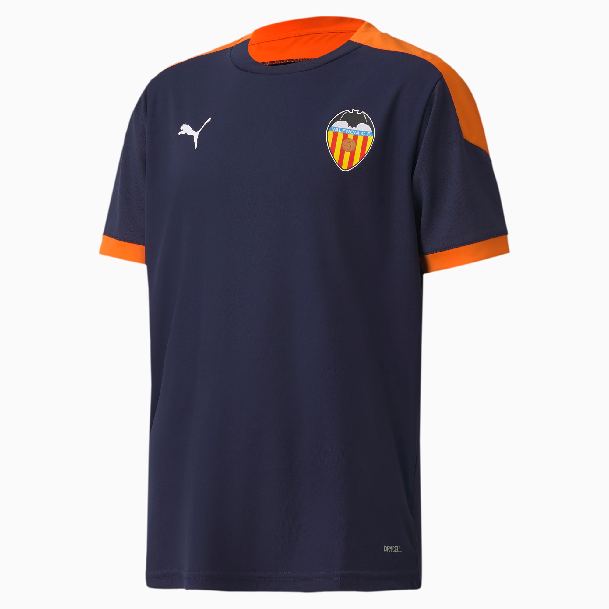 PUMA Maillot d'entraînement Valencia CF Youth pour Enfant, Bleu/Orange, Taille 140, Vêtements