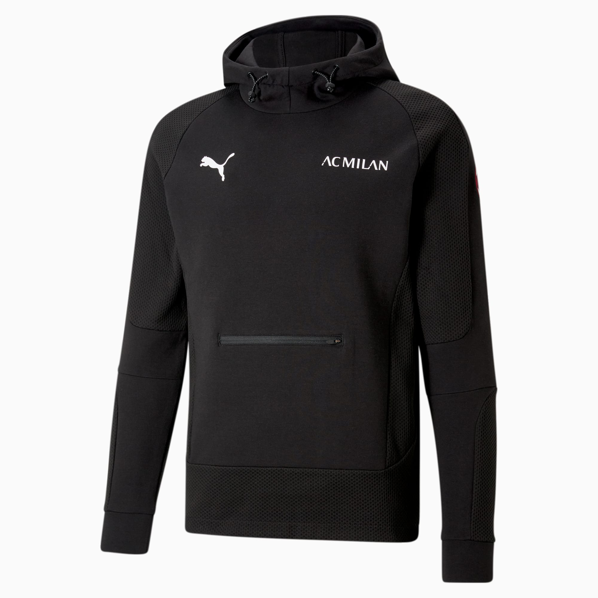 Image of PUMA ACM Evostripe Fußball-Hoodie | Mit Aucun | Schwarz/Rot | Größe: S