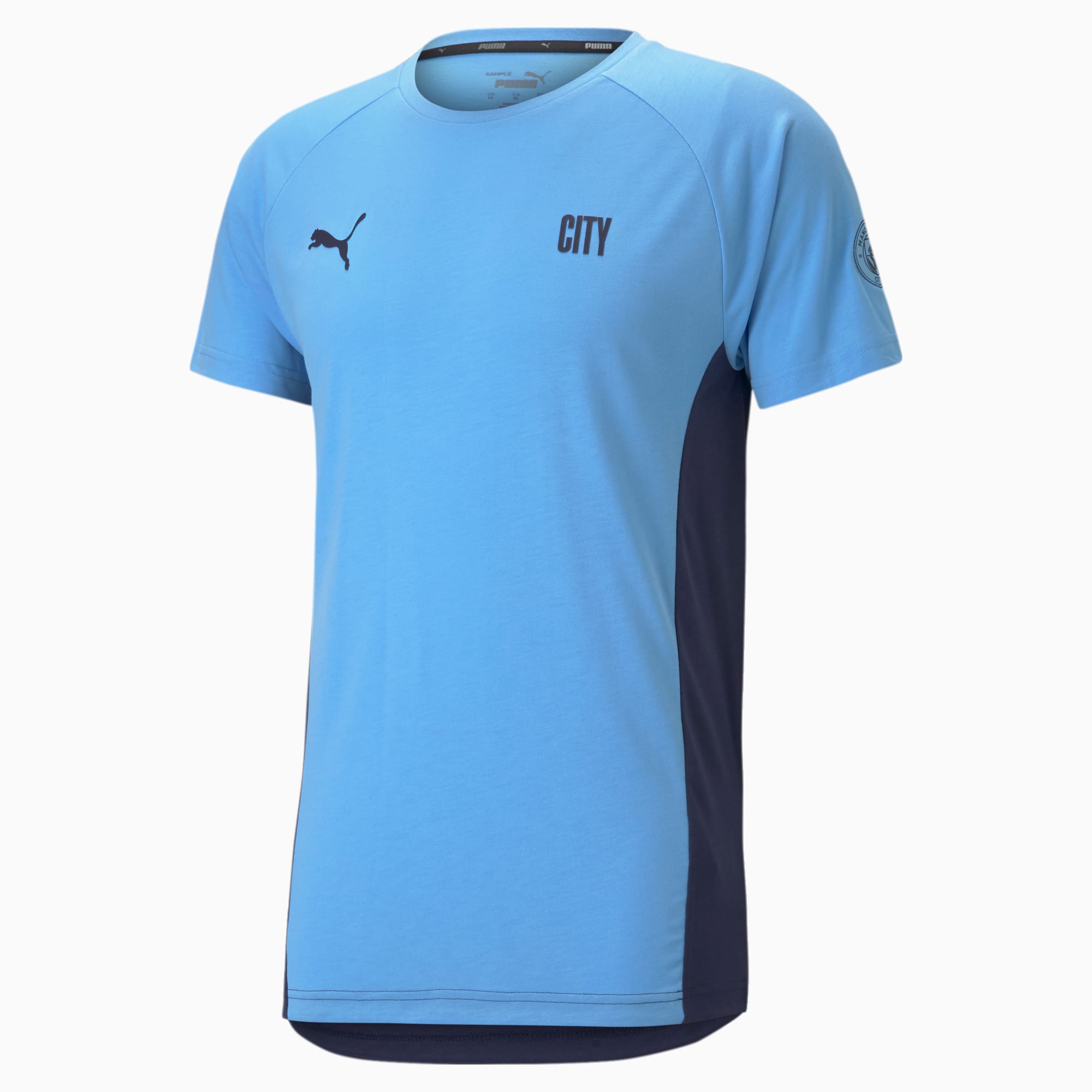 Image of PUMA Man City Evostripe Herren Fußball-T-Shirt | Mit Aucun | Blau | Größe: L