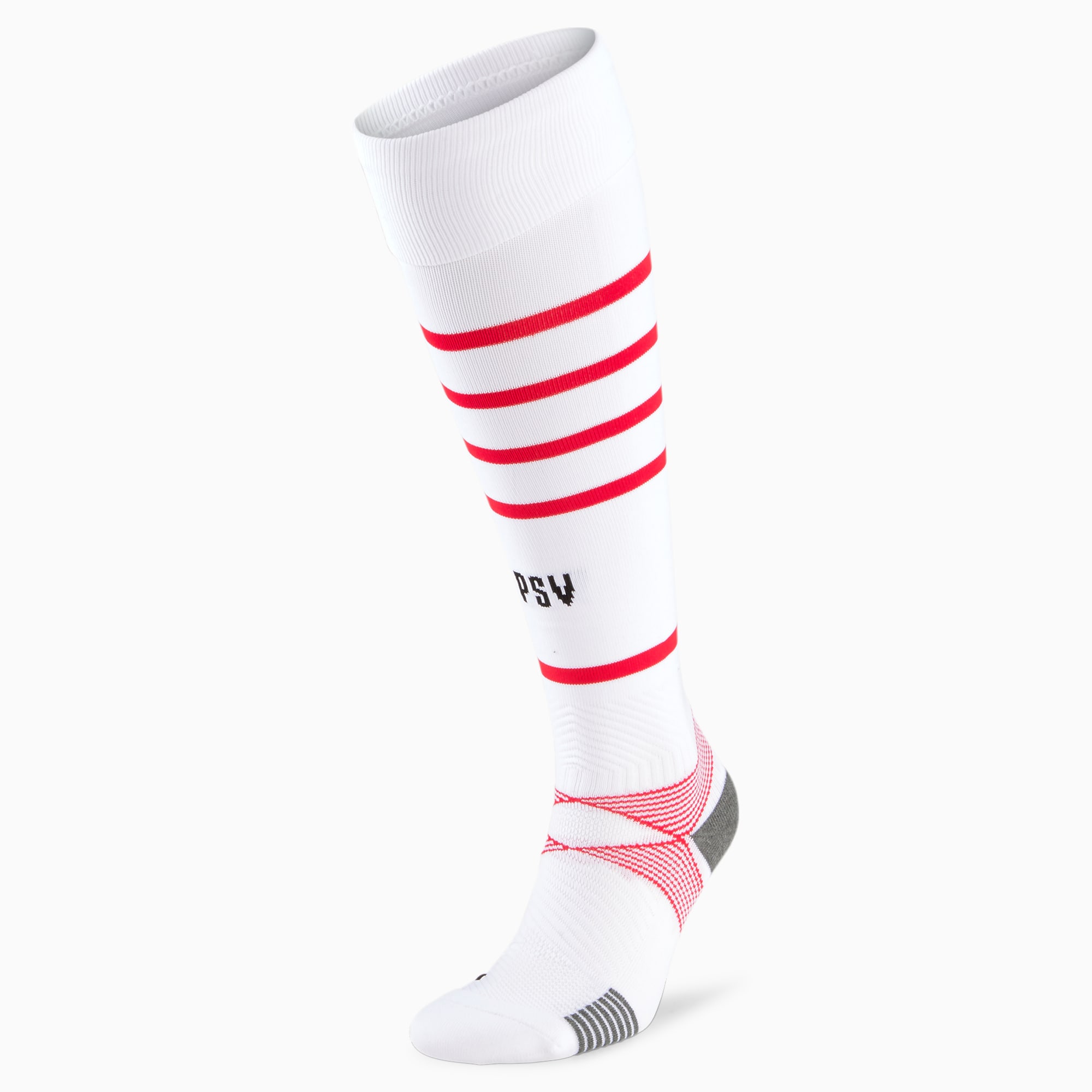 PUMA Chaussettes de football a rayures horizontales PSV Eindhoven Replica Homme 21/22, Blanc/Rouge, Taille 39-42, Vetements