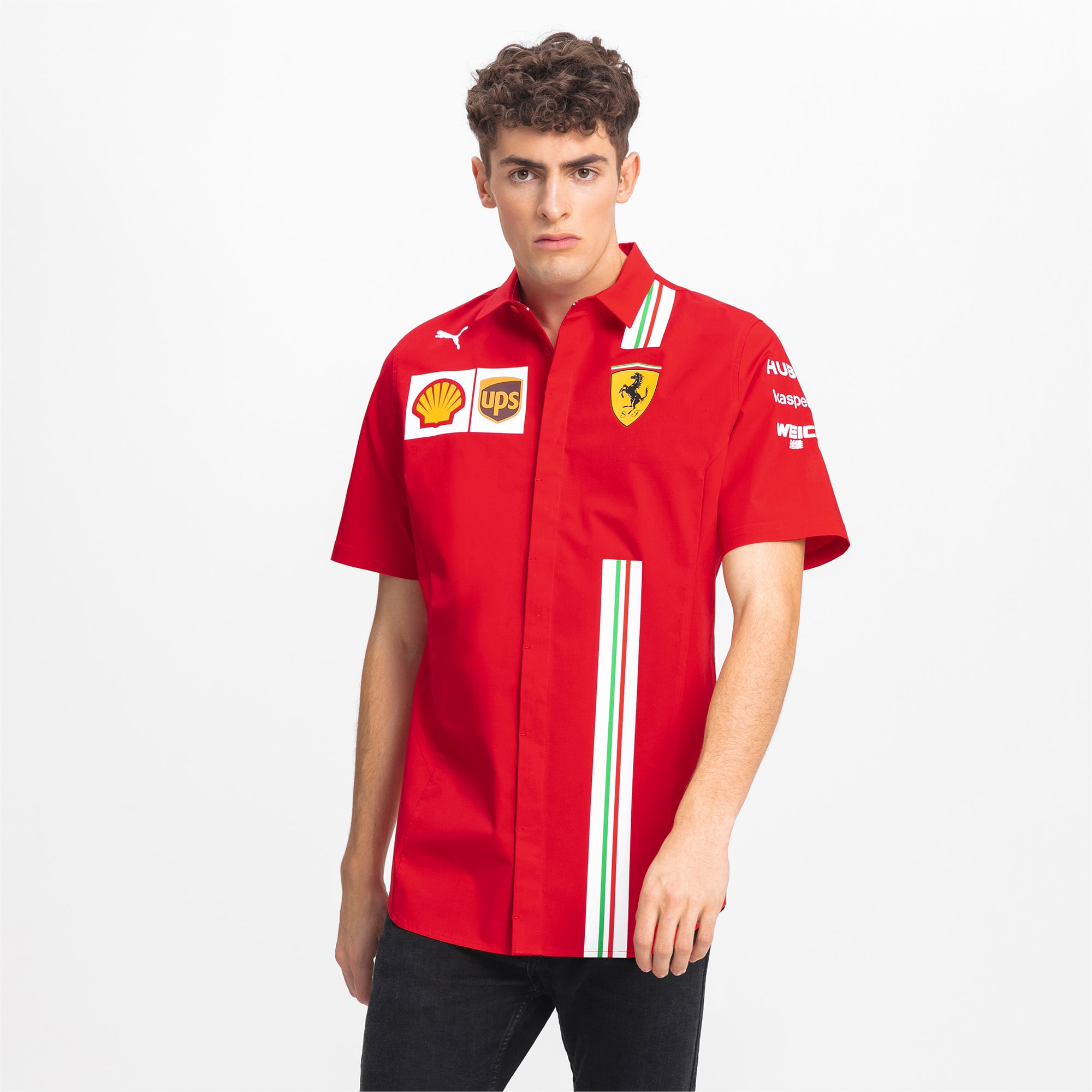 PUMA Chemise à manche courte Ferrari Team pour Homme, Rouge, Taille L, Vêtements
