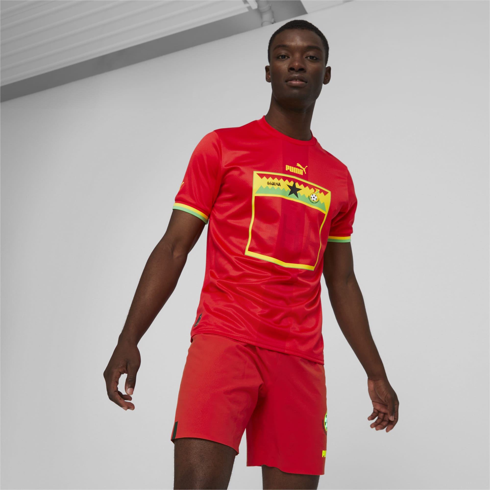 PUMA Maillot Away Ghana Pour Homme, Rouge/Jaune